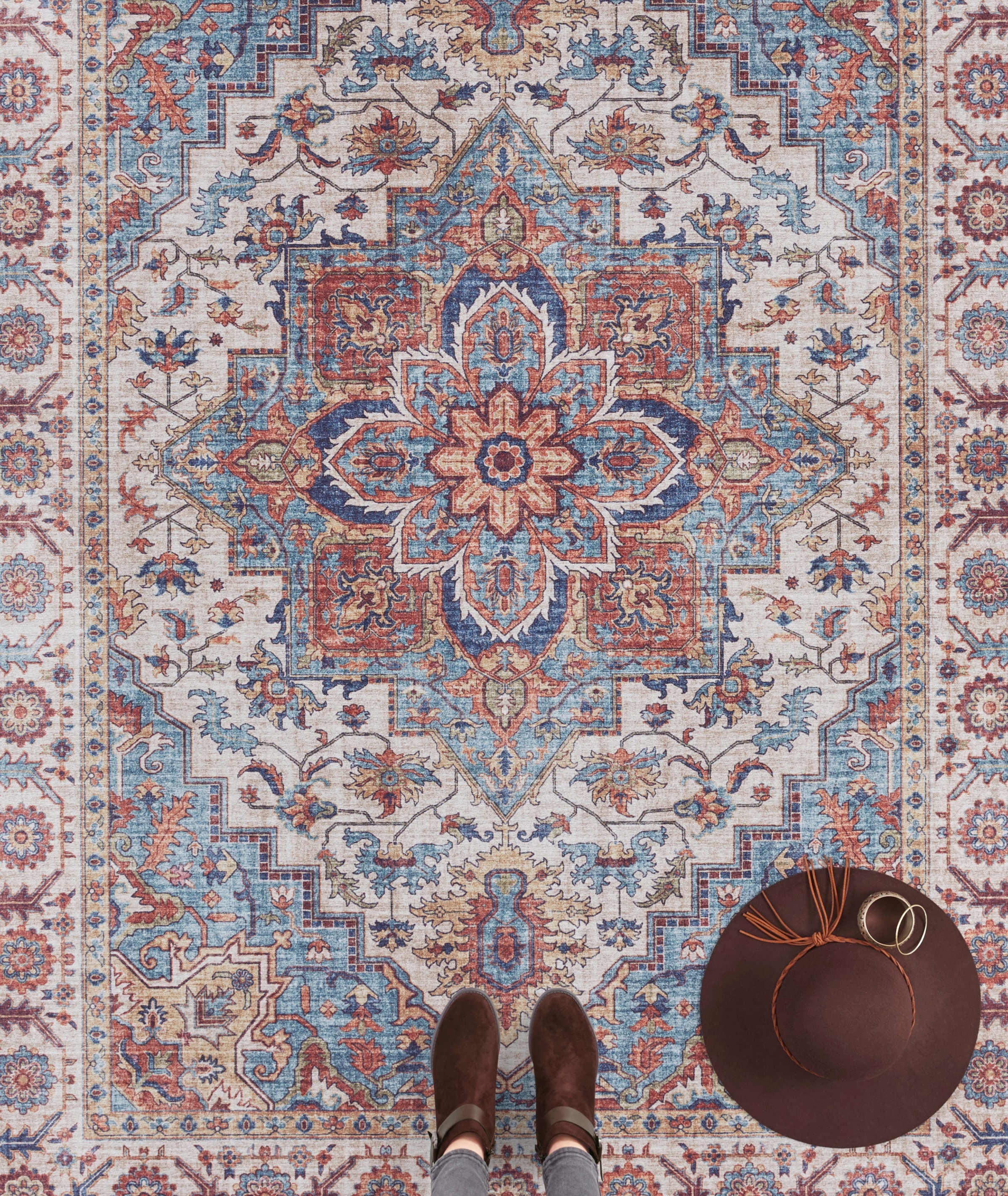 NOURISTAN Teppich »Anthea«, rechteckig, 5 mm Höhe, Orientalisch, Läufer, Vintage, Wohnzimmer, Schlafzimmer, Esszimmer