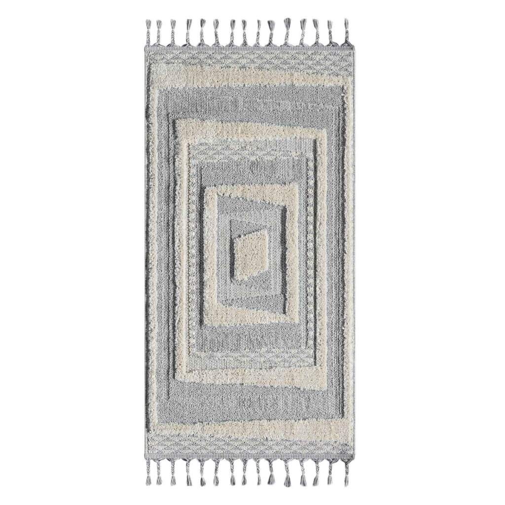 Carpet City Hochflor-Teppich »VALENCIA 940« rechteckig 20 mm Höhe Läufer, Boho-Stil, Hochtief-Muster/ 3D-Effekt, mit Fransen