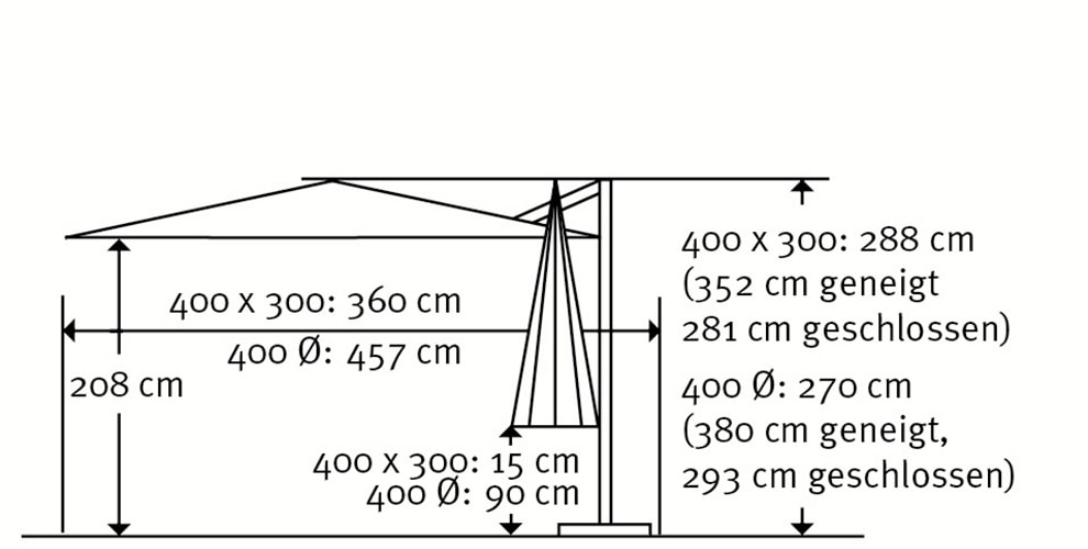 Schneider Schirme Ampelschirm »Rhodos Grande«, Durchmesser 400 cm, natur, rund, ohne Wegeplatten