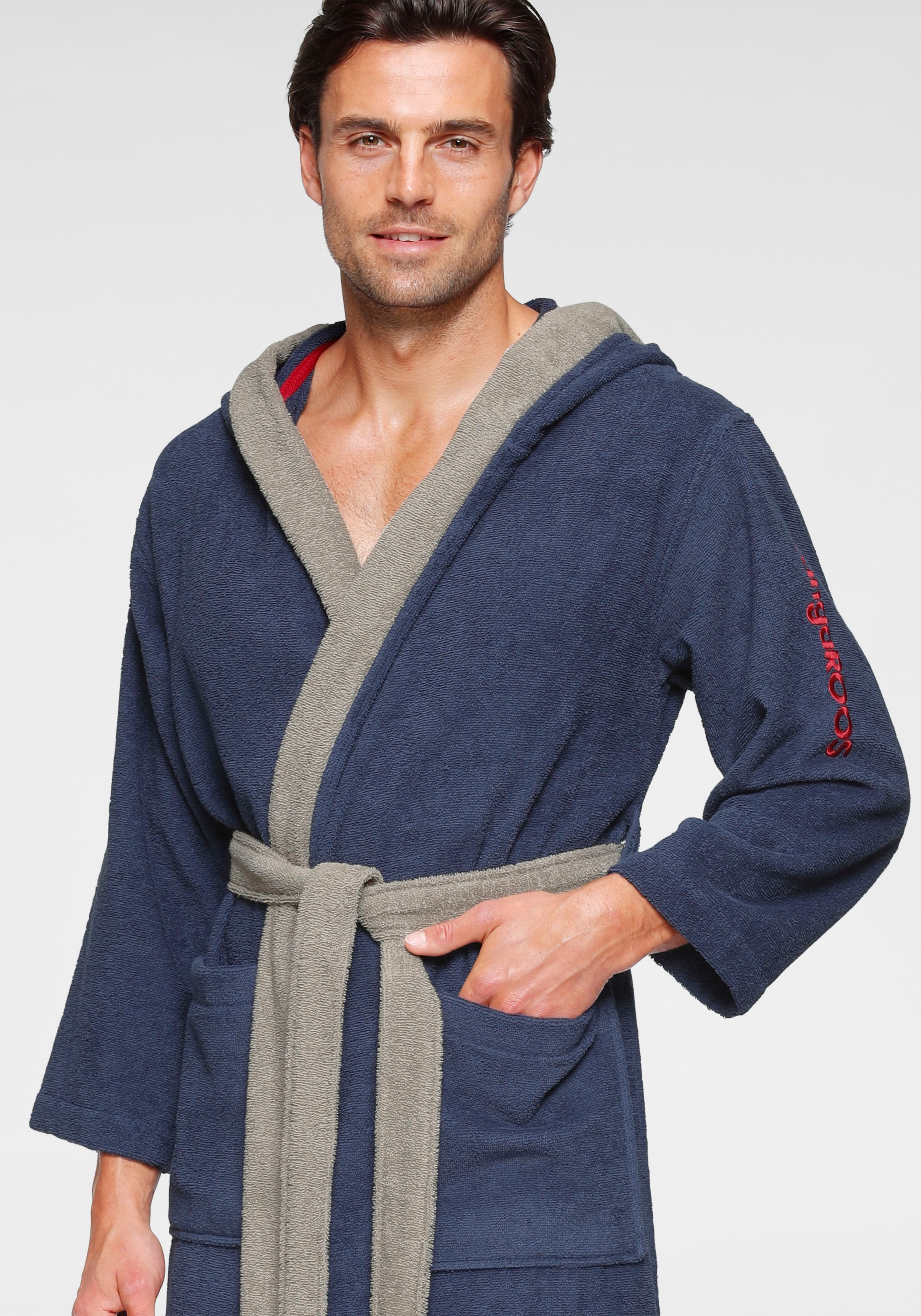 KangaROOS Unisex-Bademantel »Henry, ideal für Sauna & Spa, Hotelbademantel, Morgenmantel«, (1 St.), Bademäntel für Damen & Herren, Logostickerei, S-3XL