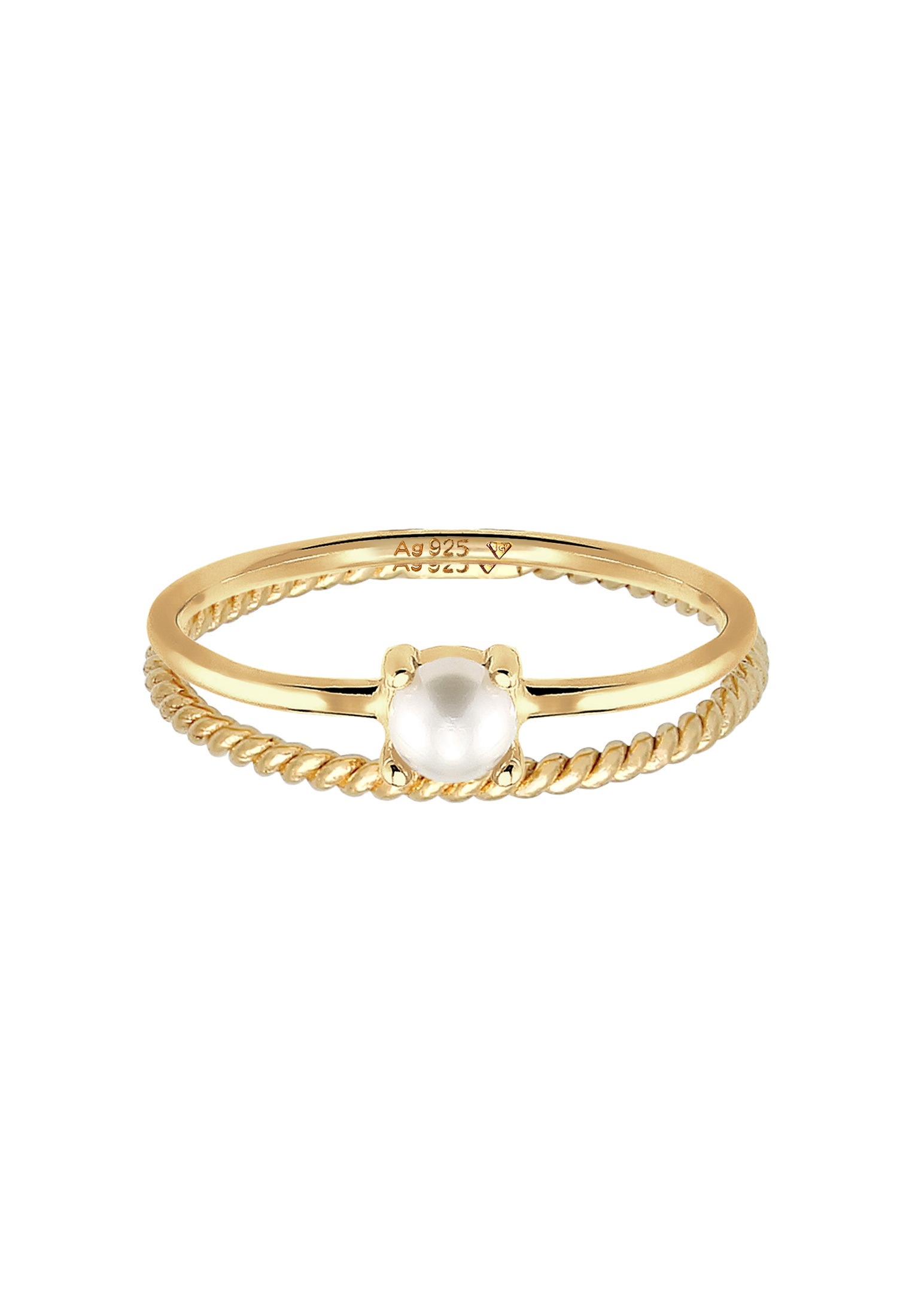 Elli Premium Ring-Set »Ring Ringset Perle Twisted 925 Silber«