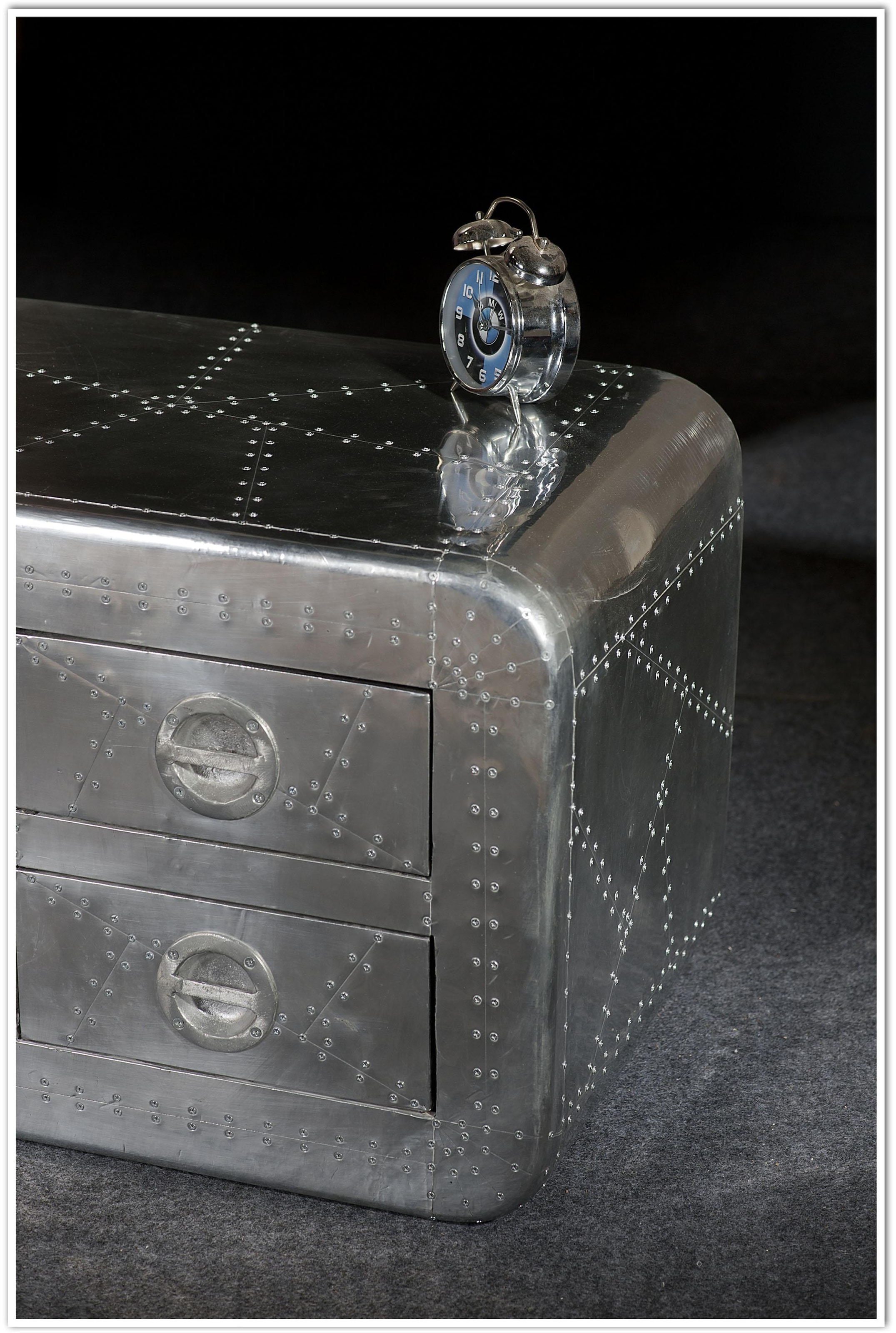 SIT Lowboard »Kommode AIRMAN Mangoholz + MDF mit Alu‑Beschlägen & Zierschrauben« Futuristisches Factory‑Design in trendiger Flugzeugoptik