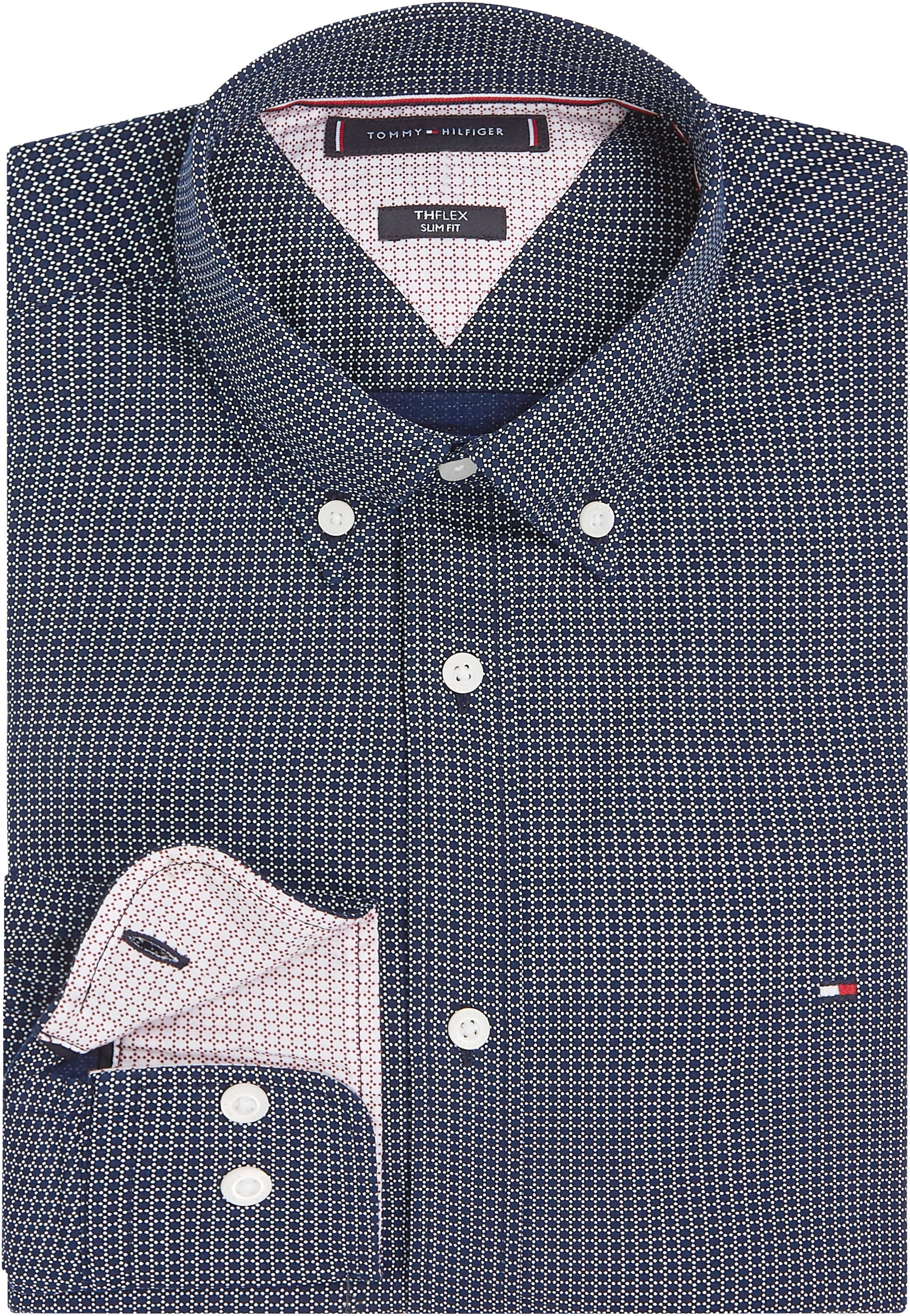 Tommy Hilfiger Businesshemd »FLEX MICRO FOULARD SF SHIRT«, Mit Minimal-Print, Button-down-Kragen