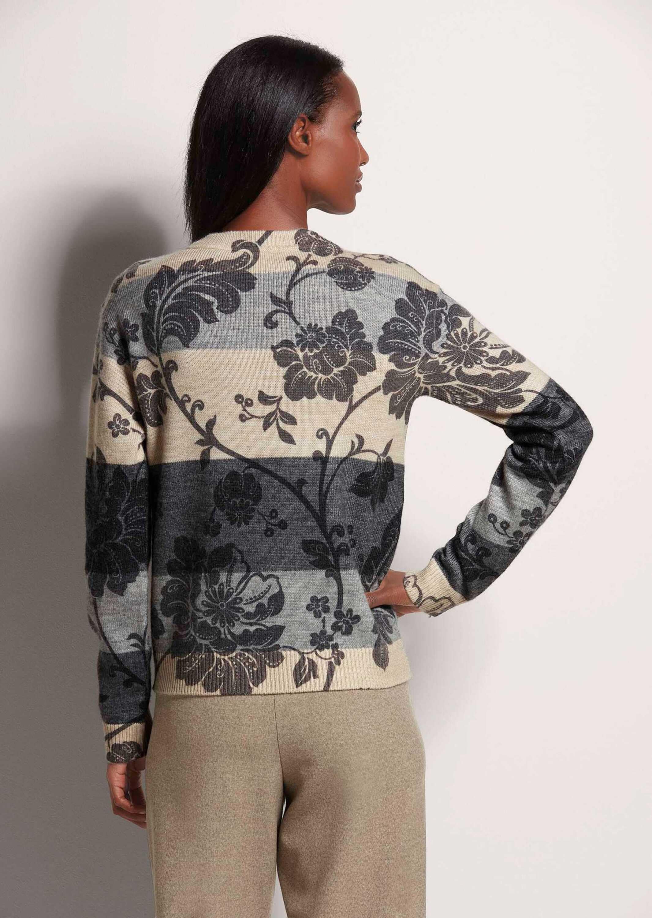 MADELEINE Longpullover »Strickpullover Rundhals-Pullover im Muster-Mix«