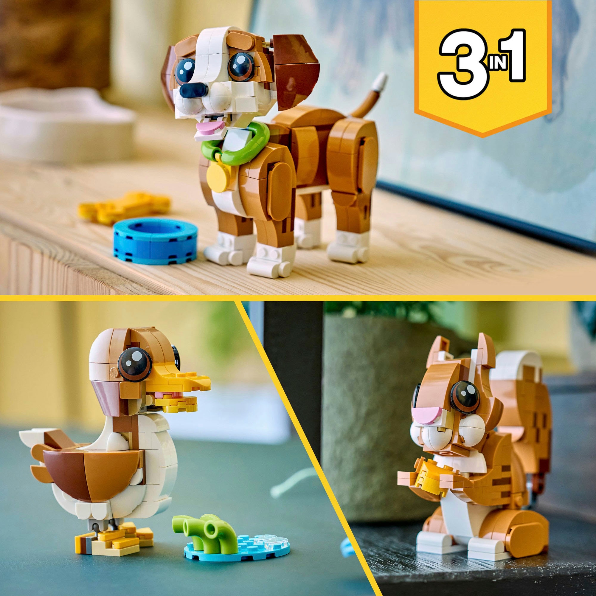 LEGO® Konstruktionsspielsteine »Niedliche Tiere: Verspielter Welpe (31382), LEGO Creator« Made in Europe
