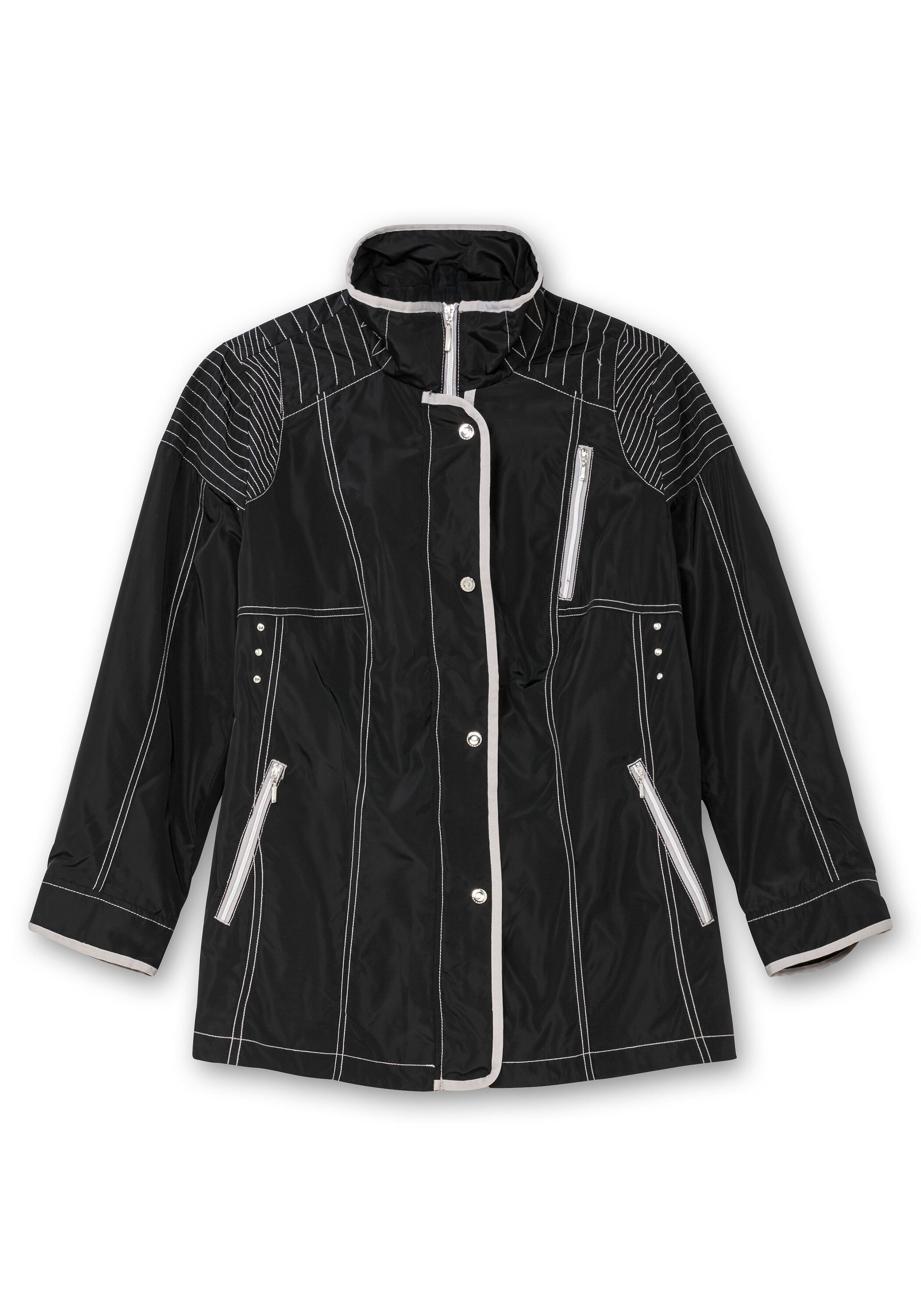 Sheego Parka »Jacke mit silberfarbenen Kontrastdetails«