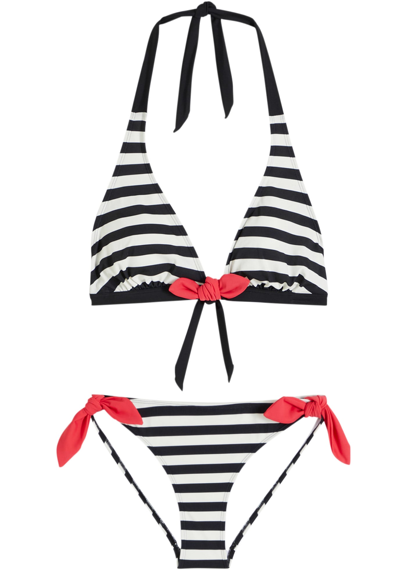 bonprix Bustier-Bikini Set, 2 Stk. sportlicher Stil, Neckholder-Design, Streifen-Look