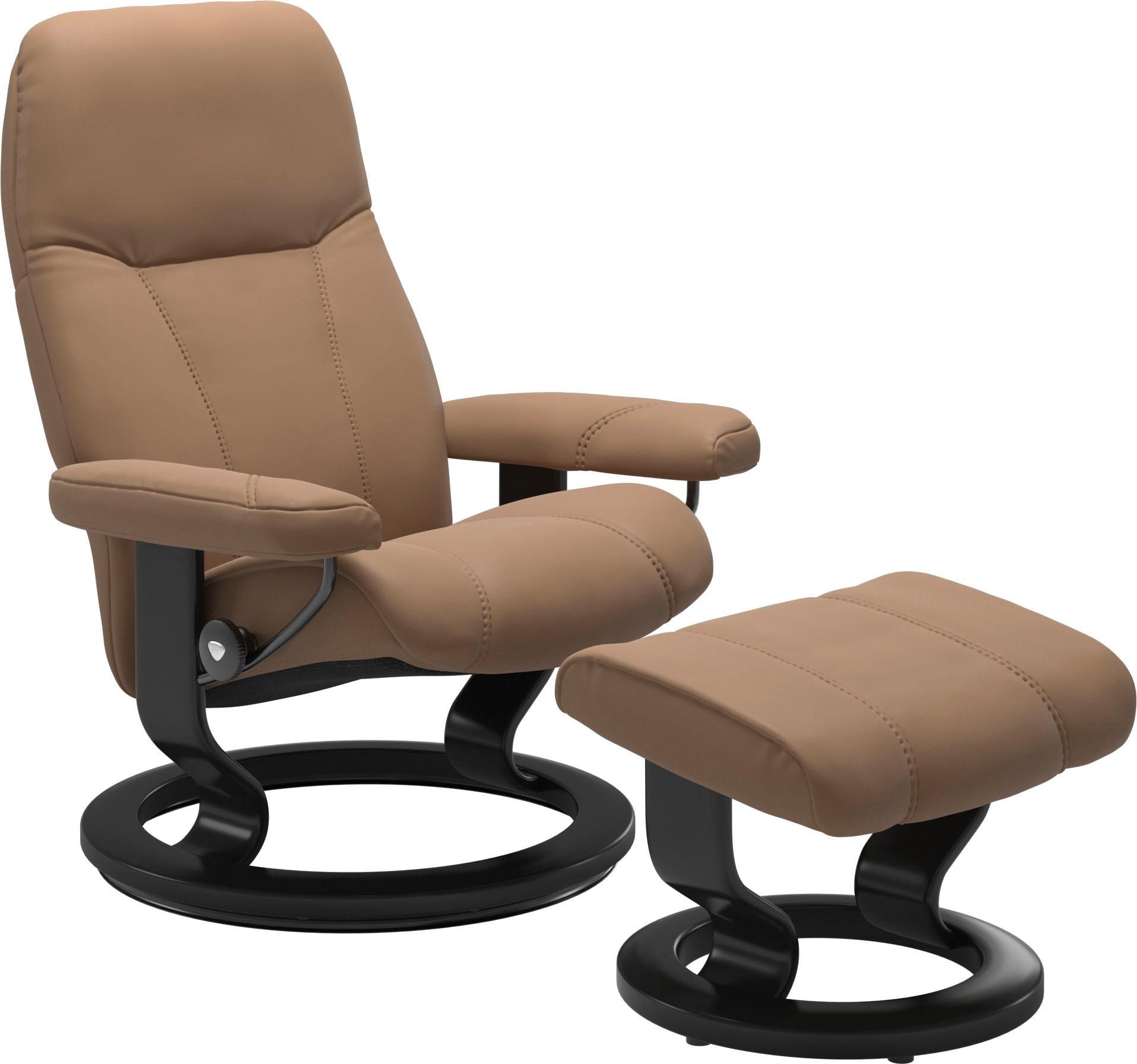 Stressless® Relaxsessel »Consul« Set, Relaxsessel mit Hocker,  mit Hocker, mit Classic Base, Größe S, Gestell Schwarz