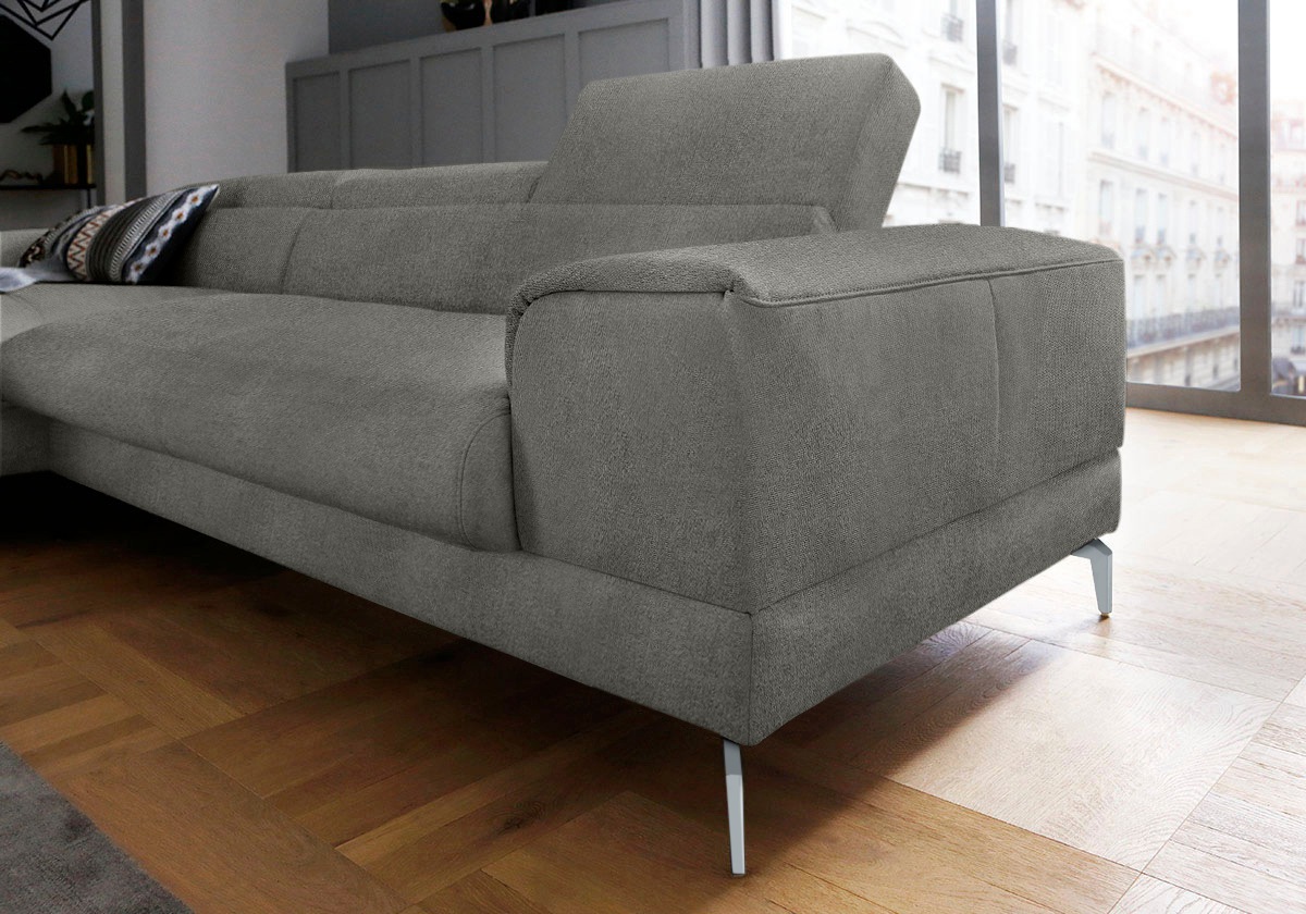W.SCHILLIG Ecksofa »piedroo, Designsofa mit tollem Sitzkomfort, bequem und elegant, L-Form«, Kopfteilverstellung, wahlweise mit Sitztiefenverstellung, Breite 303cm