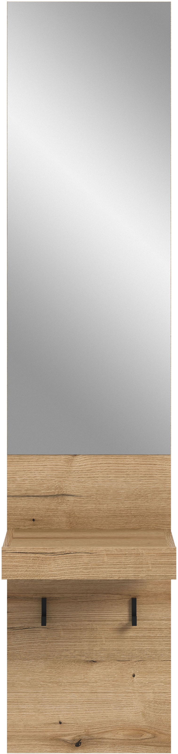 INOSIGN Garderobenspiegel Oran, Spiegel, Evoke Oak, große Spiegelfläche, Ablagefläche, Haken,