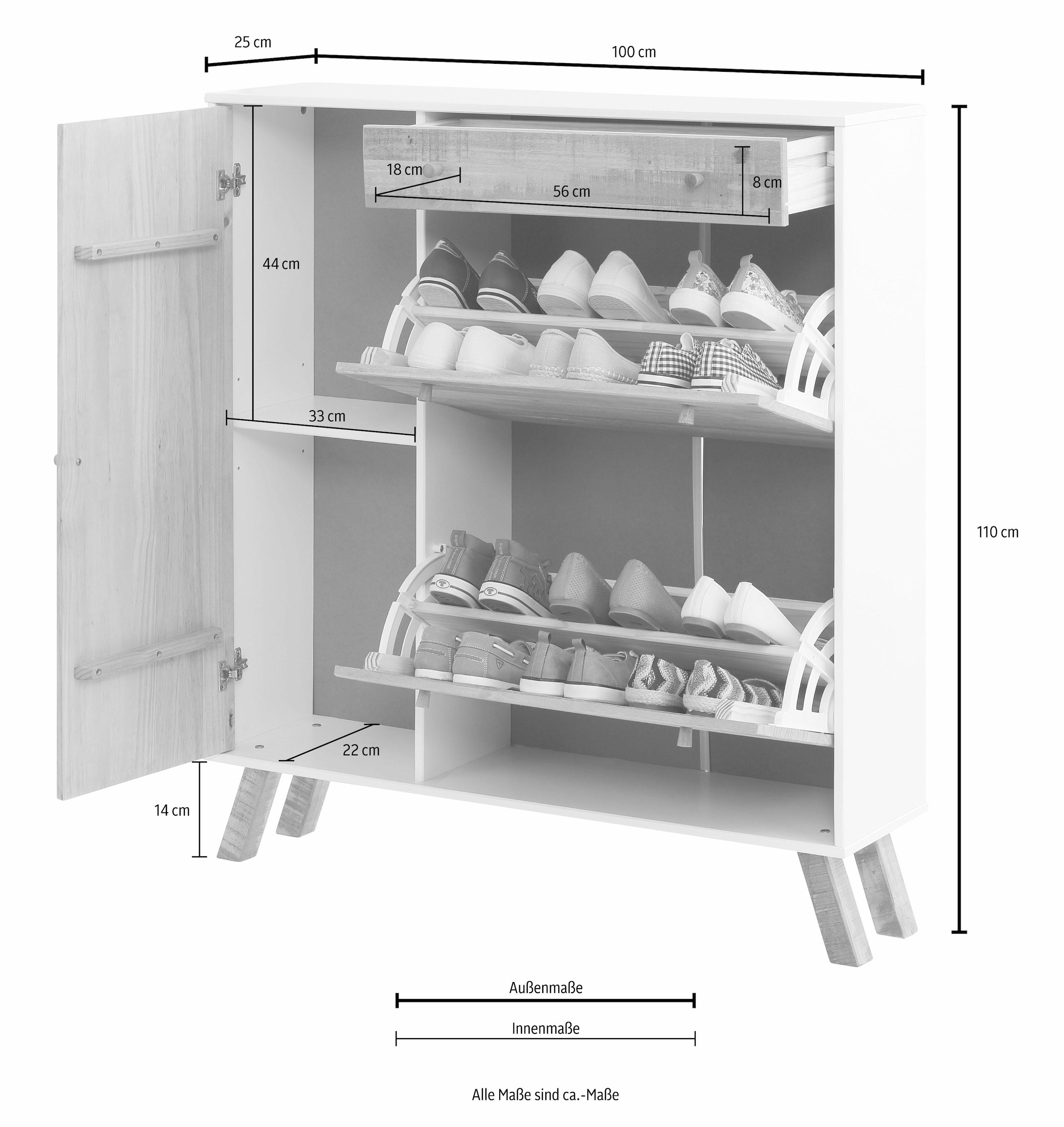 Home affaire Schuhschrank, Rondo», Breite 100 cm, mit 1 Schubalde, 1 Tür  und 2 Schuhklappen auf Rechnung bestellen