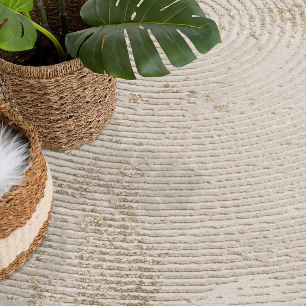 Carpet City Teppich »ANTIK481«, rund, 10 mm Höhe, Kurzflor, 3D-Optik, Klassisch-Modern für Wohnzimmer, Schlafzimmer