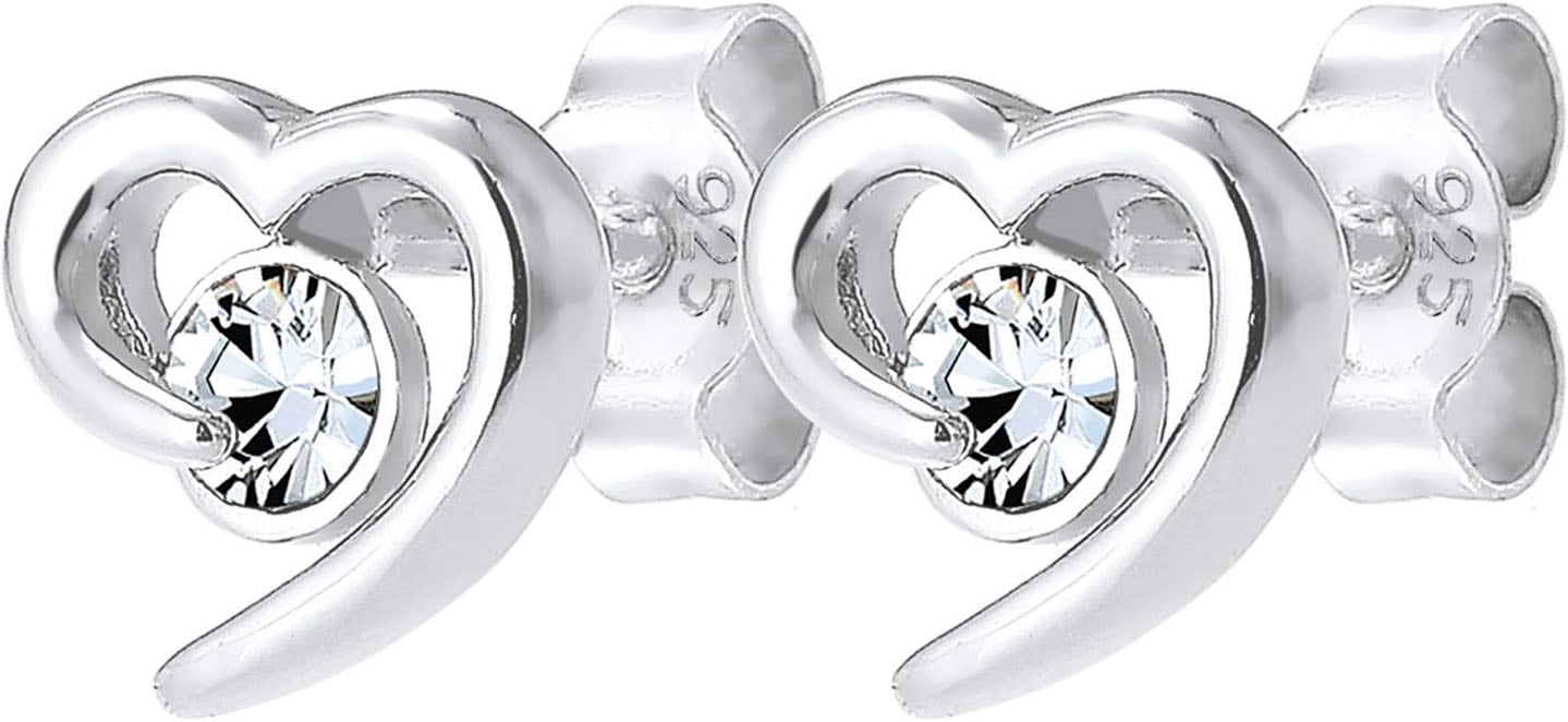Elli Paar Ohrstecker »Schmuck Geschenk Silber 925 Ohrringe Herz, 0306241016«, mit Glasstein