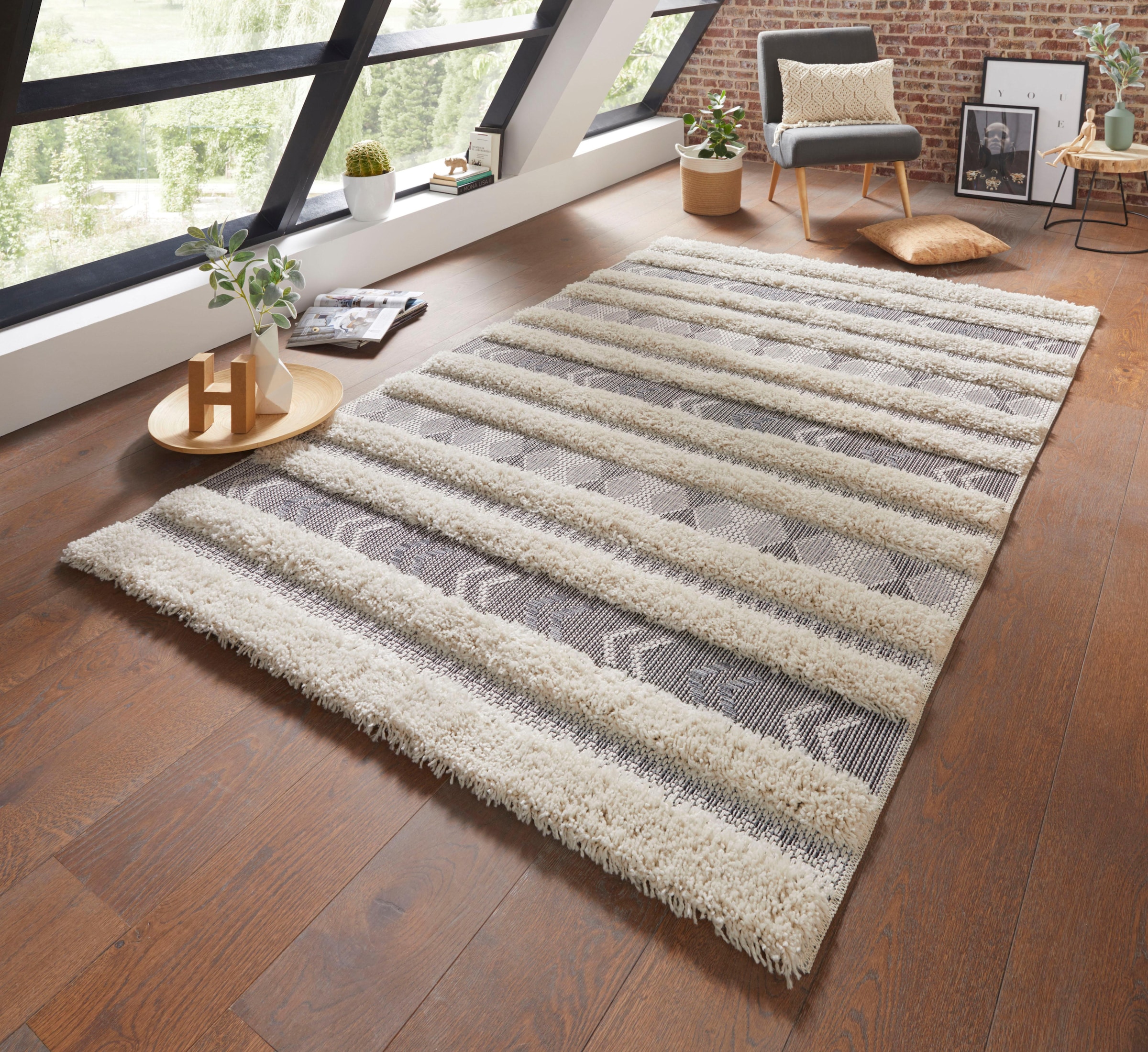 freundin Home Collection Teppich »Taza«, rechteckig, 35 mm Höhe, Sisal-Optik, Hoch-Tief-Struktur, Terasse, Robust, Pflegeleicht