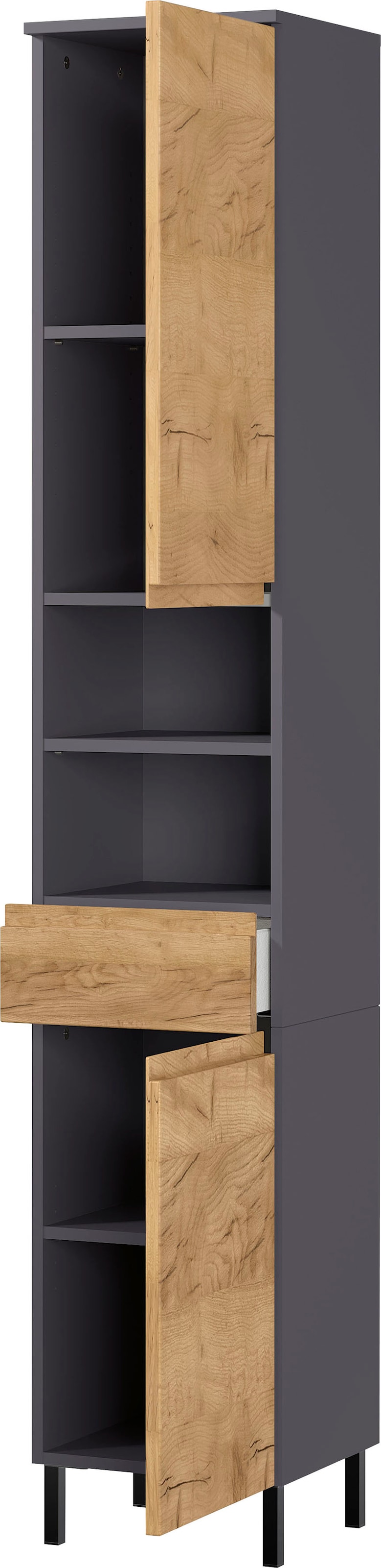 GERMANIA Hochschrank »Scantic«, Breite 34 cm, Badezimmerschrank, 2 Türen, 1  Schubkasten, 2 Fächer bei ♕