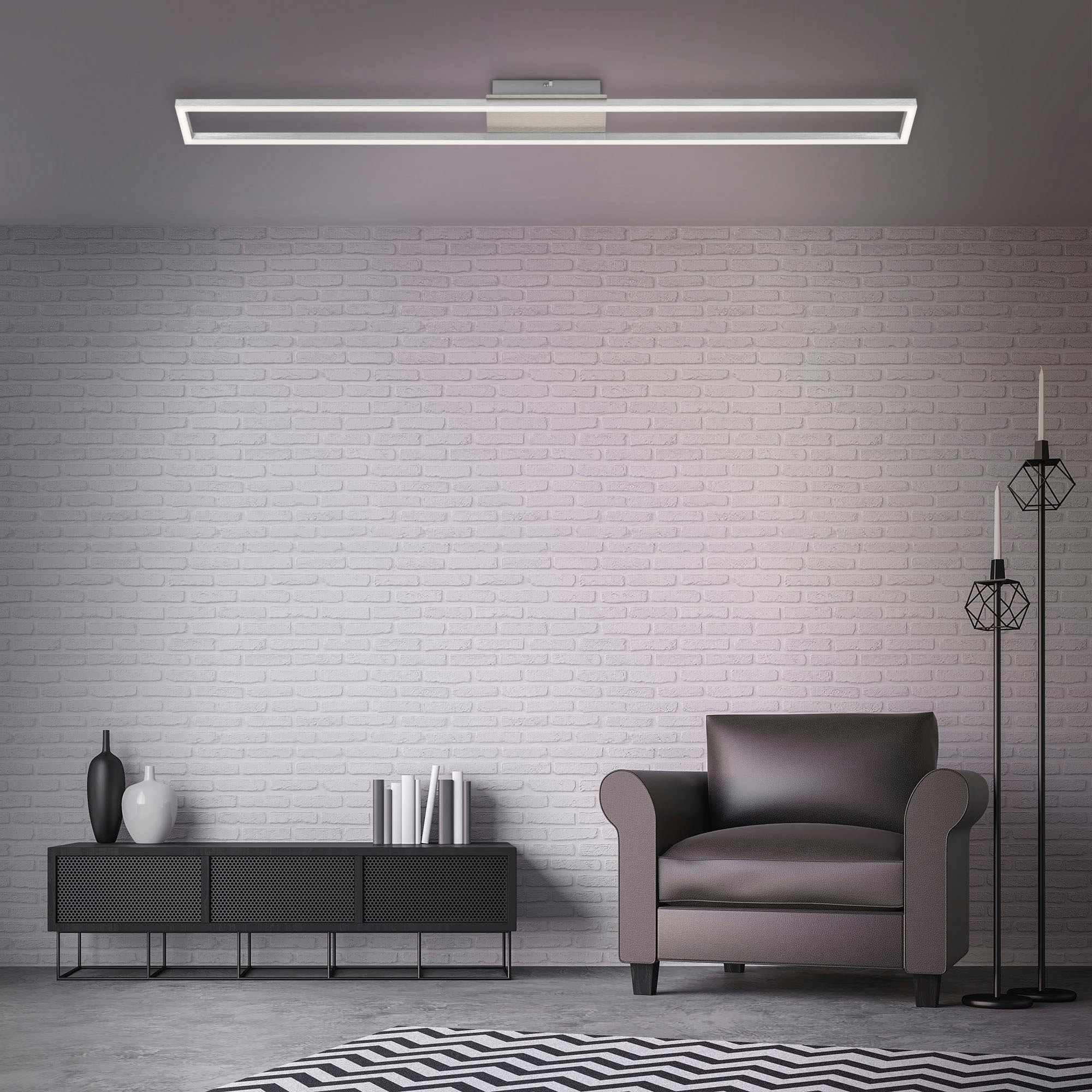 Briloner Leuchten LED Deckenleuchte »3094012 FRAME«, Leuchtmittel LED-Board | LED fest integriert, Deckenlampe, 110x12x5cm, Matt-Nickel, 18W, Wohnzimmer, Schlafzimmer