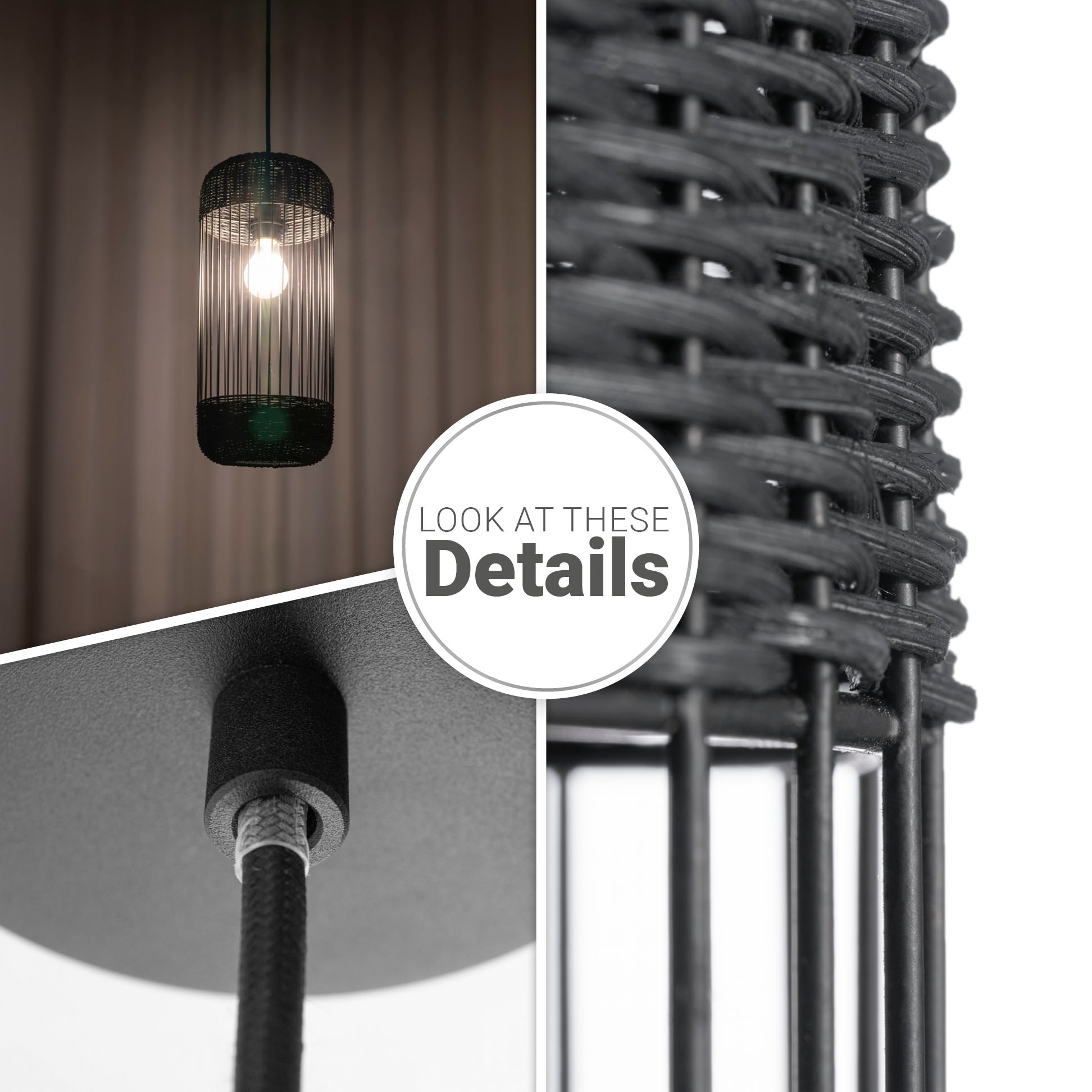 Paco Home Pendelleuchte »PUSTA« E27 Rattan Esszimmer Lampe Pendelleuchte Boho Zylinder Rustikal E27