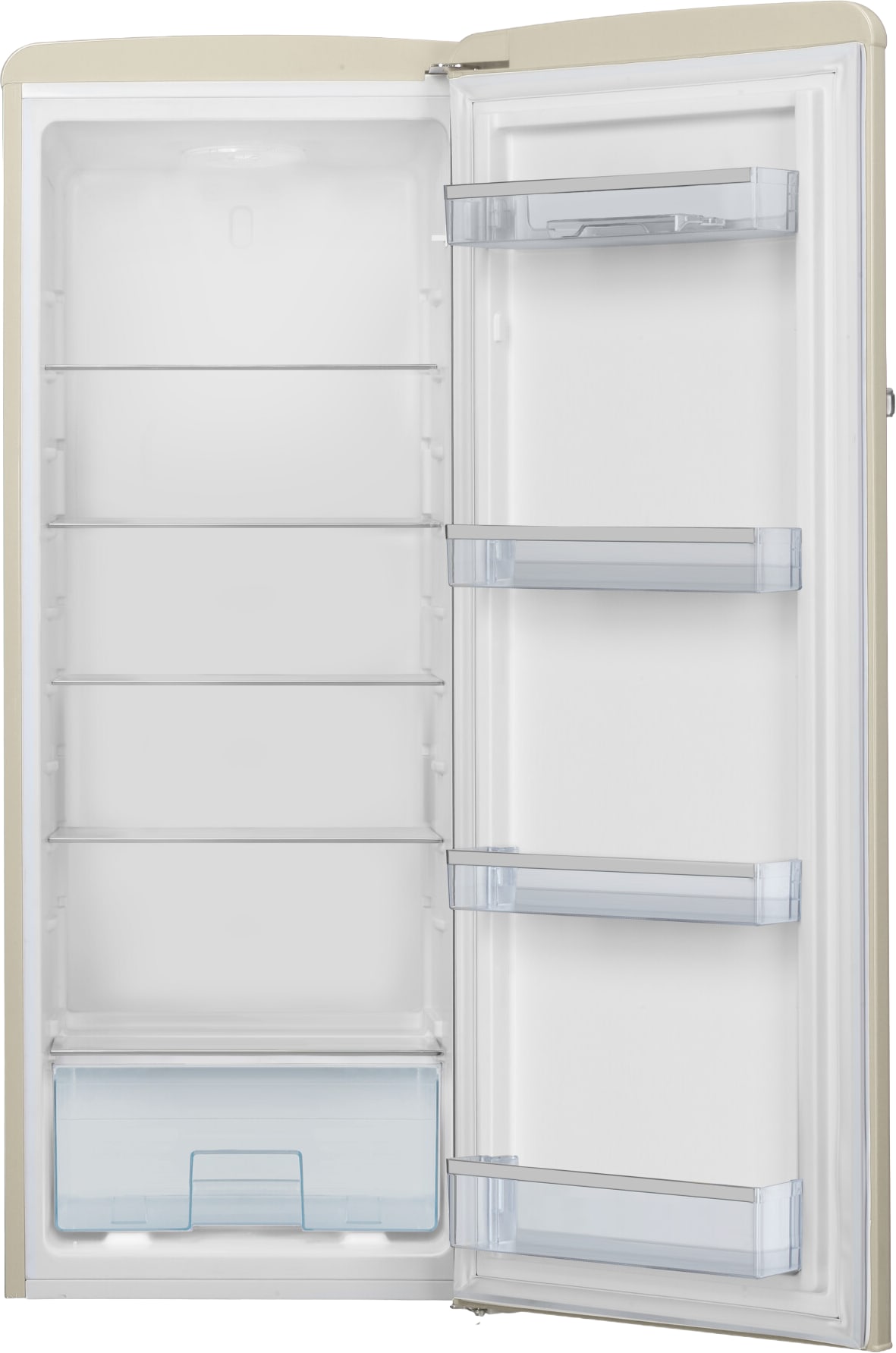 Amica Vollraumkühlschrank Retro »VKSR 354 155 B« 144 cm hoch 55 cm breit Viel Raum für Frische – leise, hell und flexibel sortiert