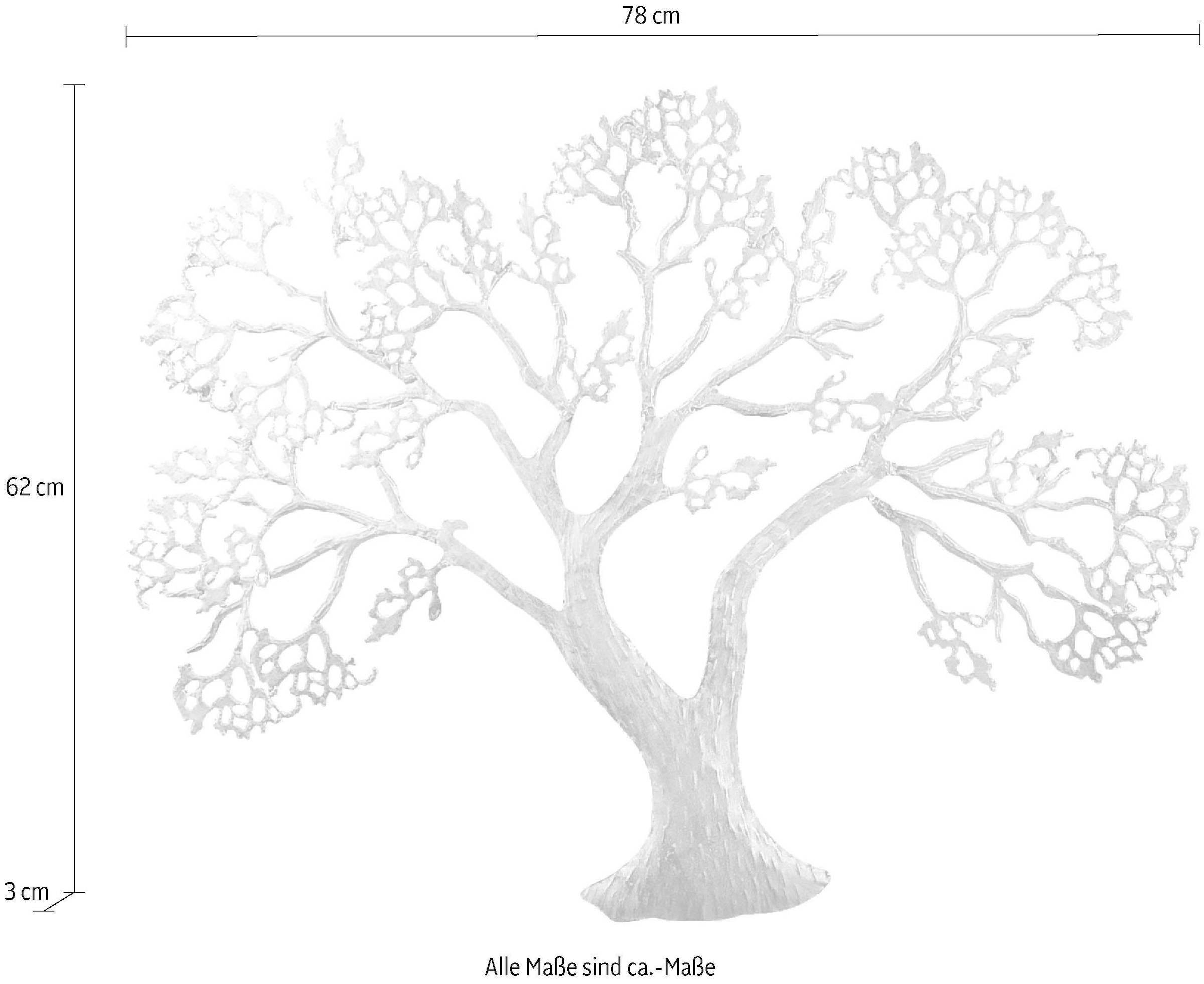 GILDE Wanddekoobjekt »Wandrelief Baum, silber«, (1 St.), Wanddeko, aus Metall, dekorativ im Esszimmer & Wohnzimmer