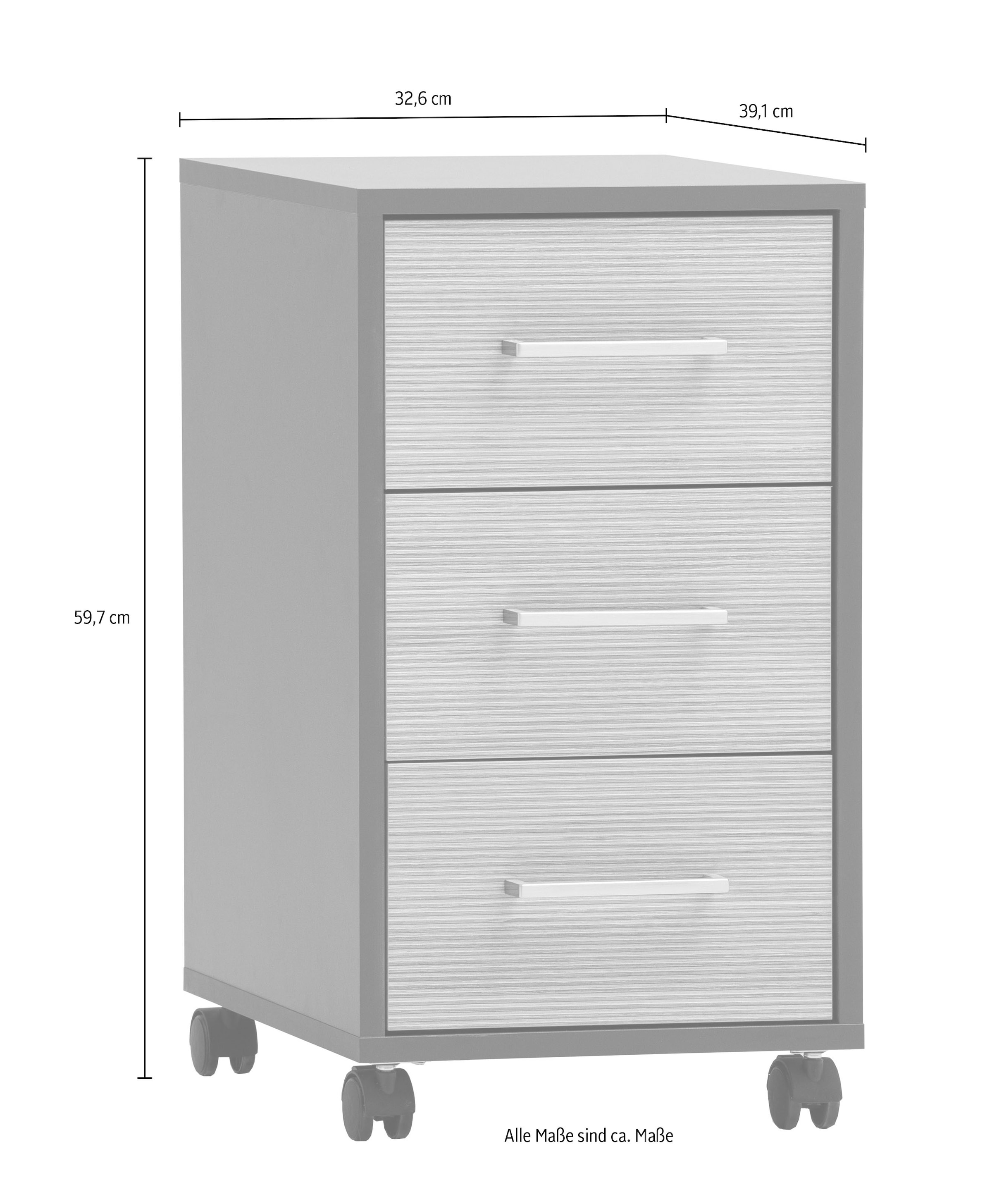 Schildmeyer Rollcontainer »METZ, 3 Schubkästen, fühlbare Holzstruktur, MADE IN GERMANY« 1 Stk. tlg. Canello Dekor mit fühlbarer Holzstruktur, Made in Germany