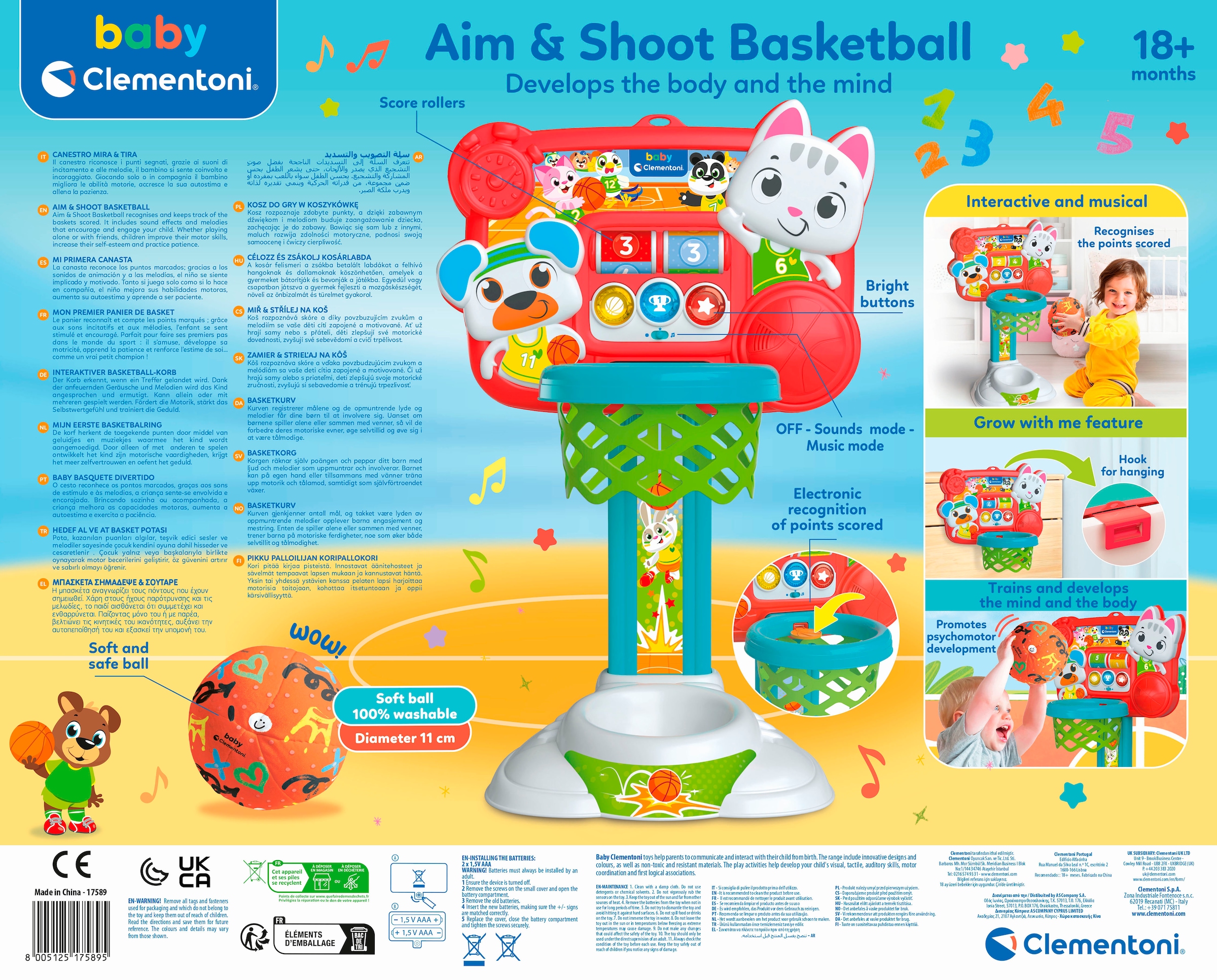 Clementoni® Lernspielzeug »Interaktiver Basketball-Korb« mit Licht und Sound