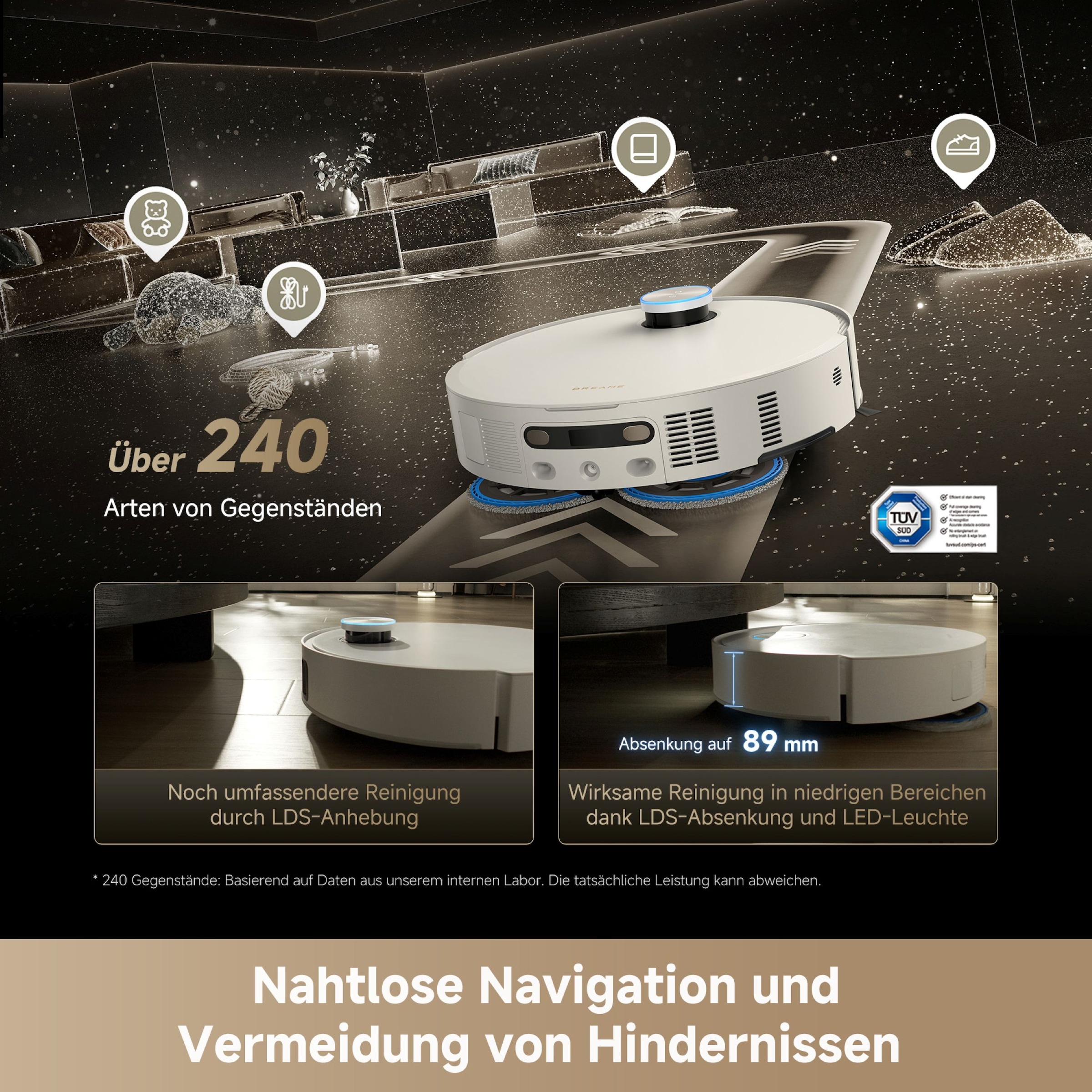 Dreame Saugroboter »mit Wischfunktion Matrix 10 Ultra« Mop-Wechsel, drei Reinigungsmittel, überwindet Hindernisse, 30.000 Pa