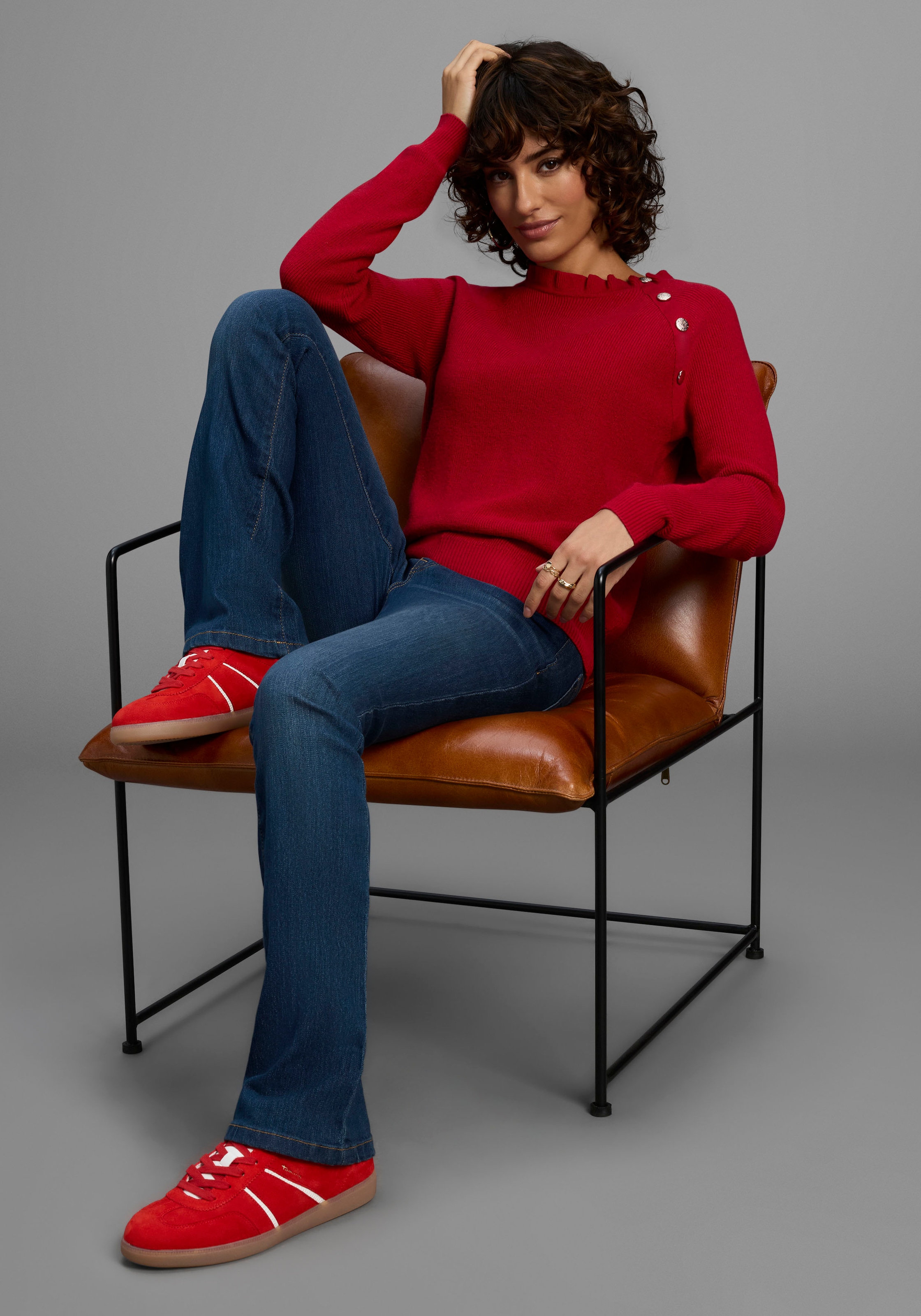 Laura Scott Strickpullover , kuscheliger Winterstrick mit Kragen und Knöpfen - NEUE KOLLEKTION
