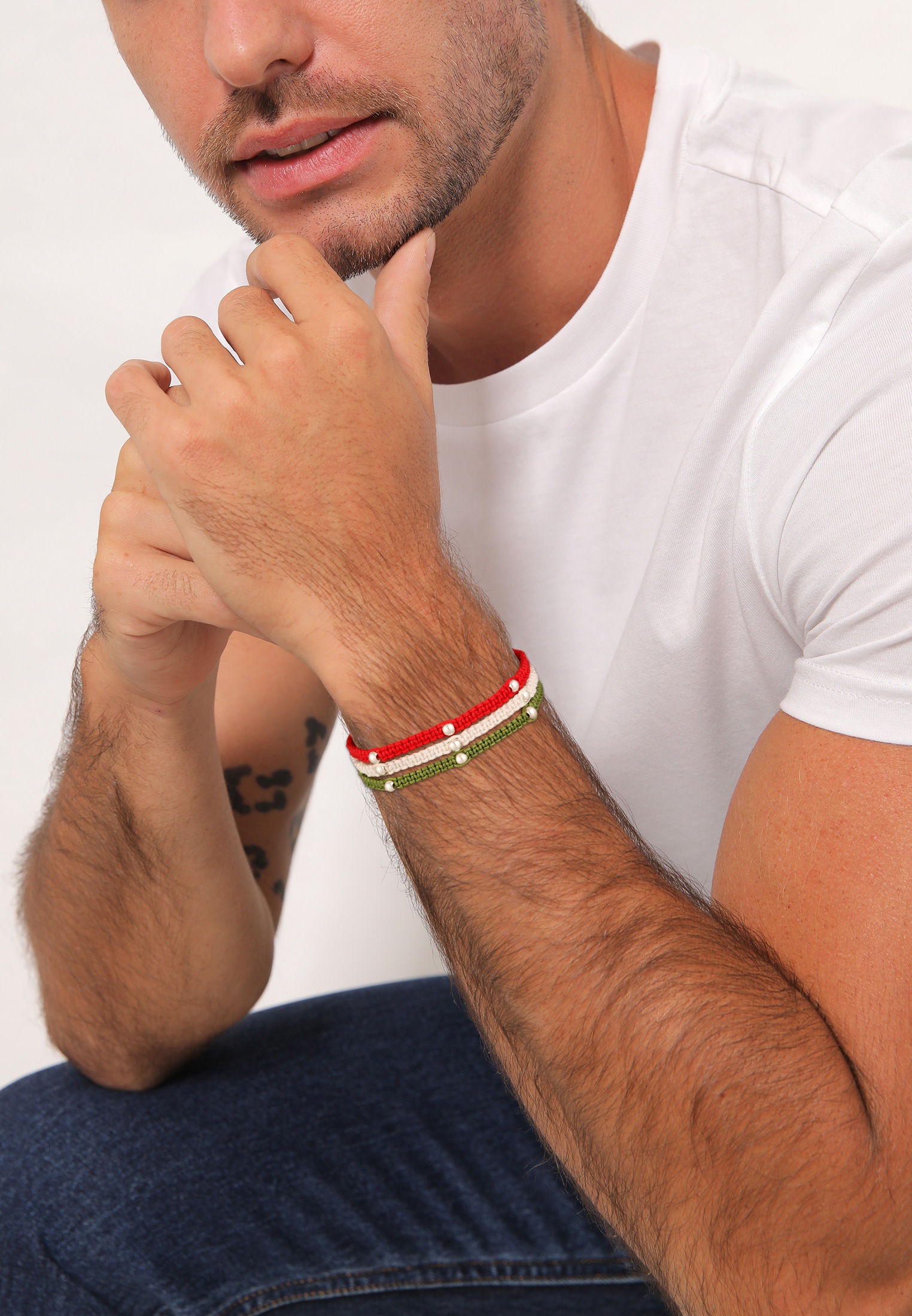 Kuzzoi Armketten Set »Armband EM Fußball Fan-Set Flagge 925 Sterling Silber«