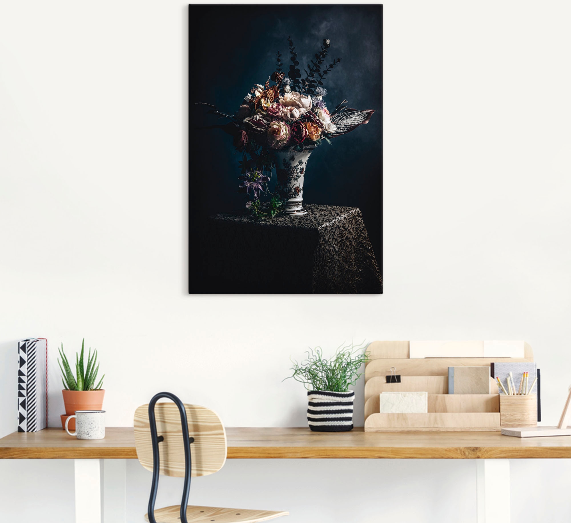 Wandaufkleber bequem (1 Poster Wandbild in Alubild, »Kunstblumen Artland als Arrangements, Größen oder versch. Leinwandbild, Stillleben«, St.), bestellen