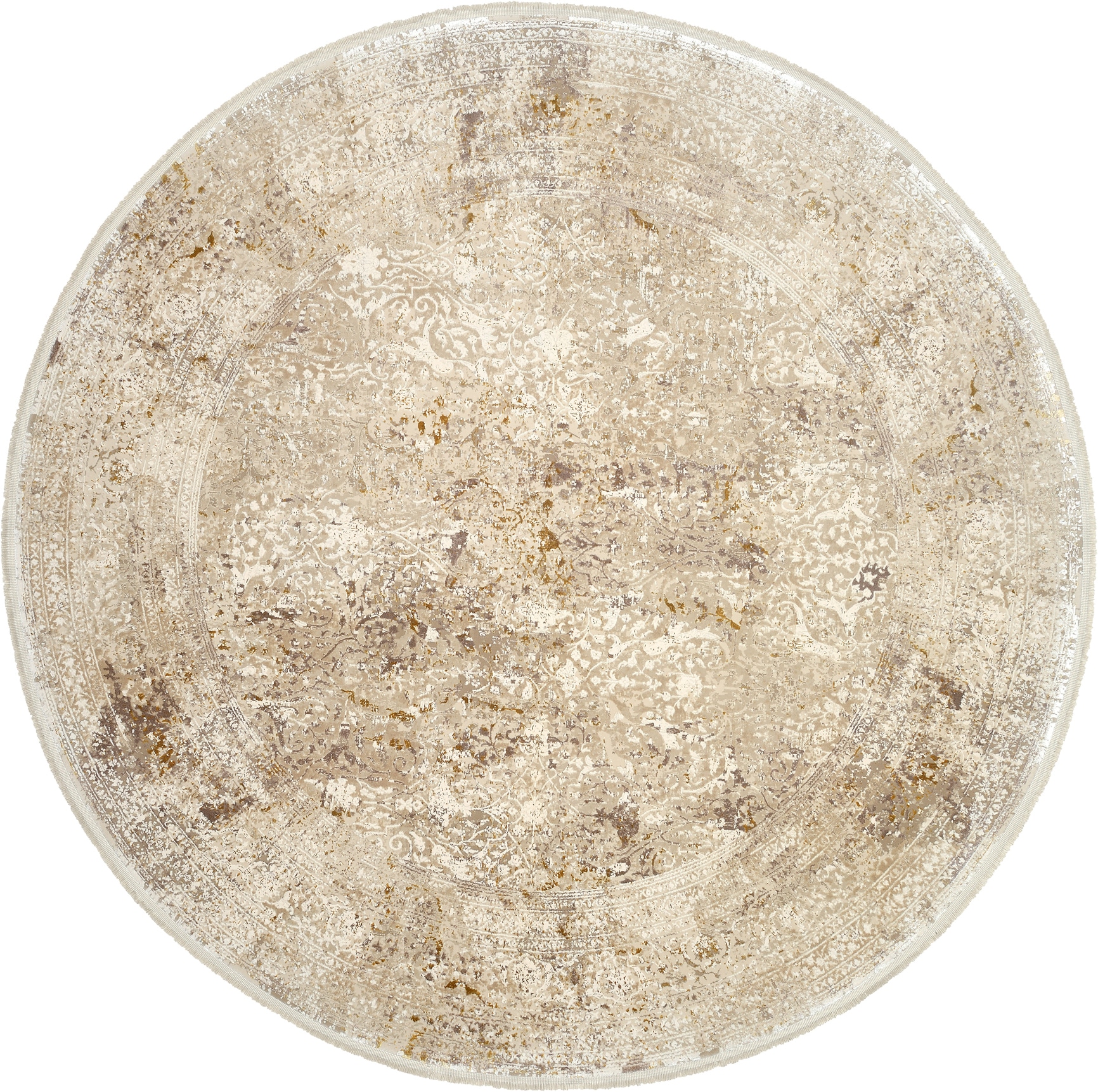 OCI DIE TEPPICHMARKE Teppich »BESTELLER CAVA« rund 8 mm Höhe Glanz Viskose, mit Fransen, Hoch Tief Struktur, Vintage, Wohnzimmer