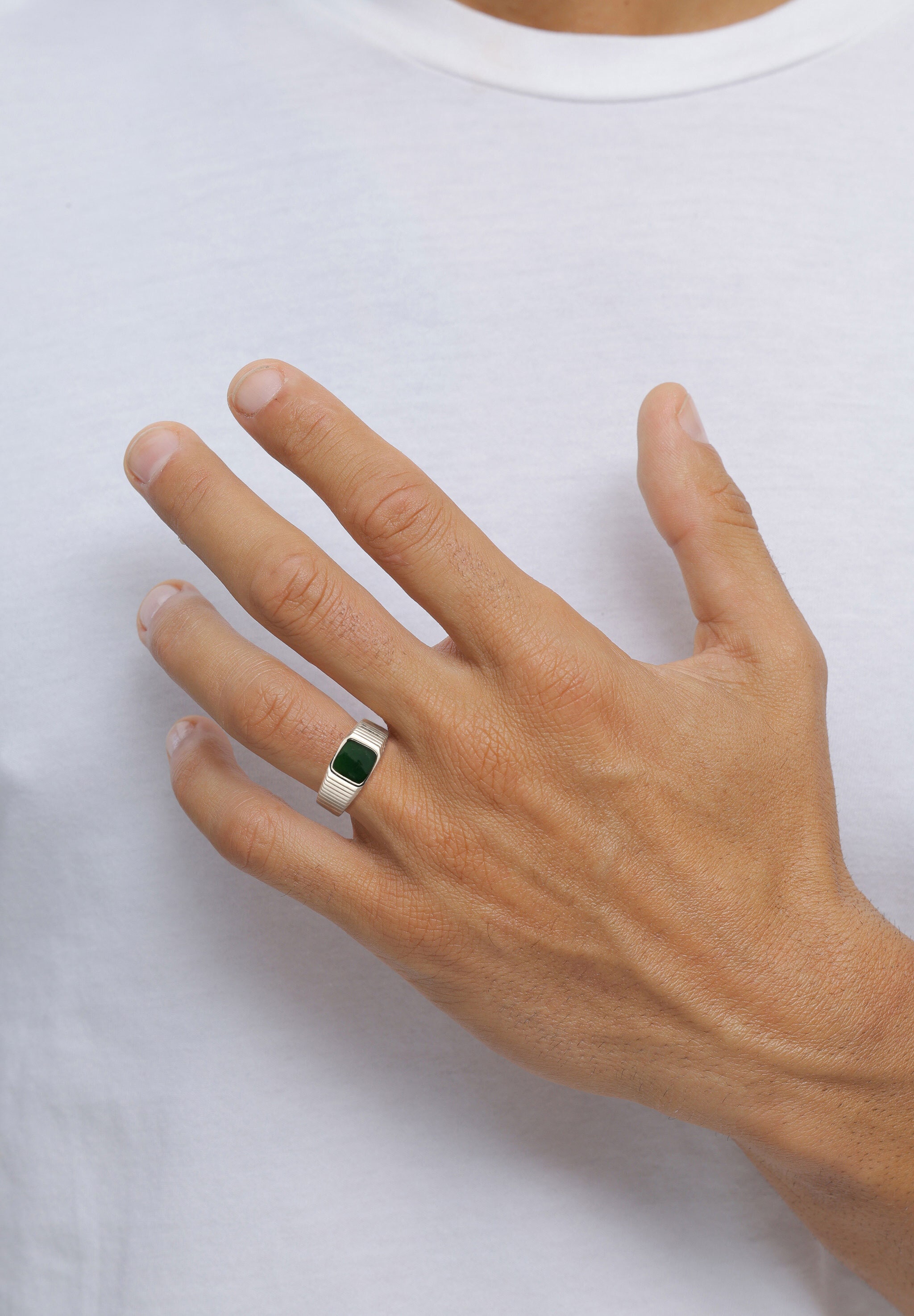 Kuzzoi »Ring Siegelring Emaille Grün 925 Sterling Silber«
