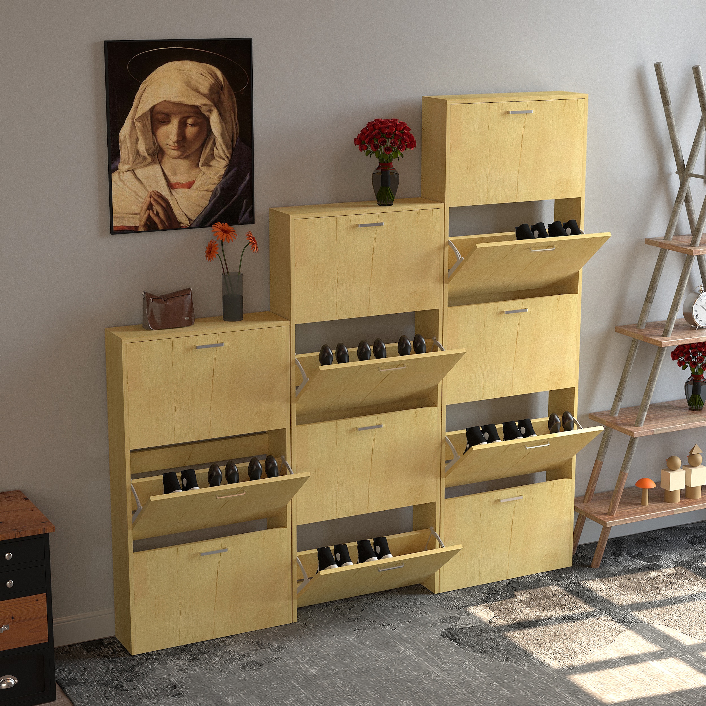 VCM Schuhschrank »Holz Schuhregal Schuhschrank Schuhkipper Sulos XL«