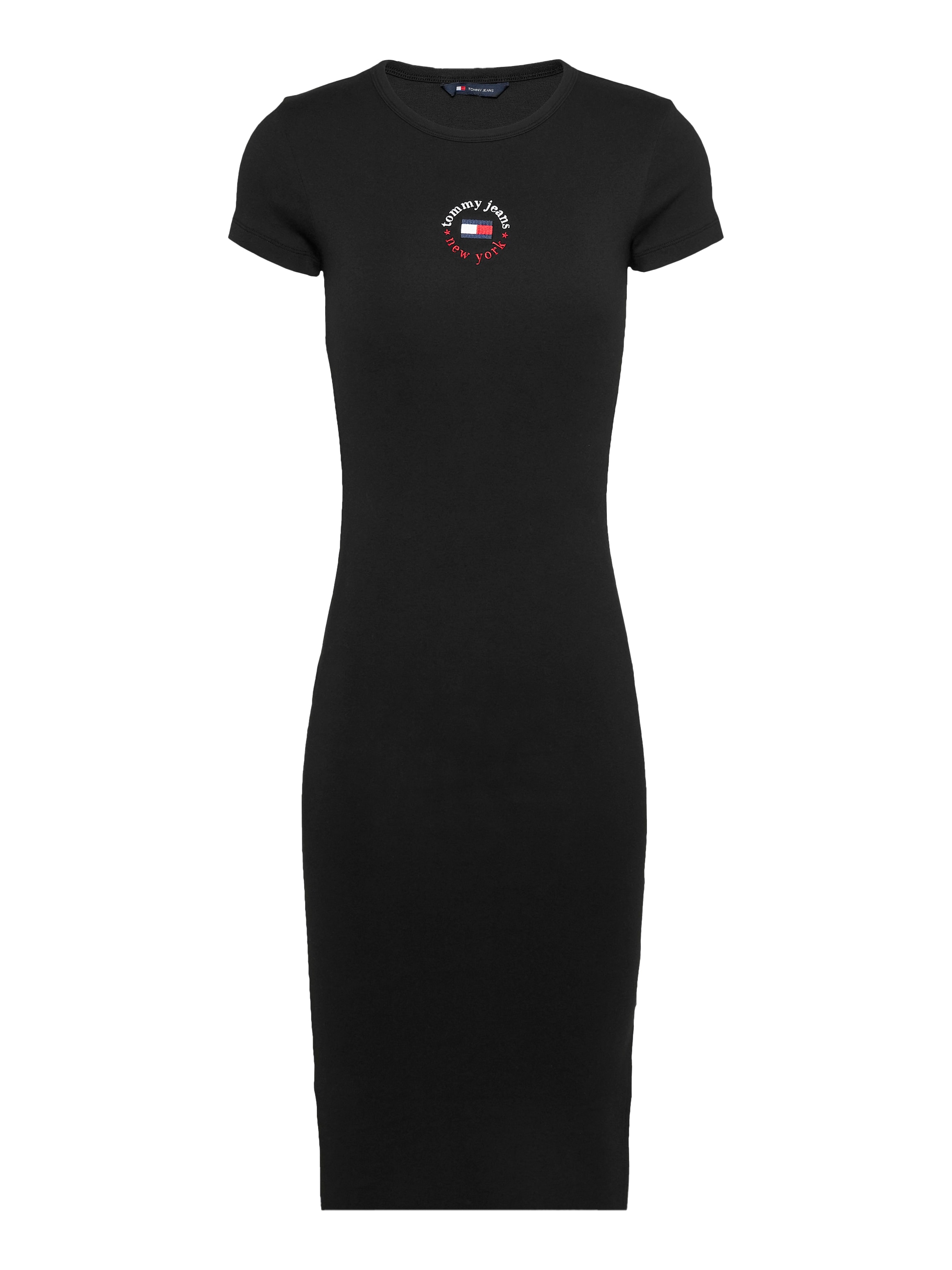 Tommy Jeans Jerseykleid »TJW BODYCON LOGO 2 DRESS«, mit Logostickerei, mit Kurzarm, in Midi-Länge