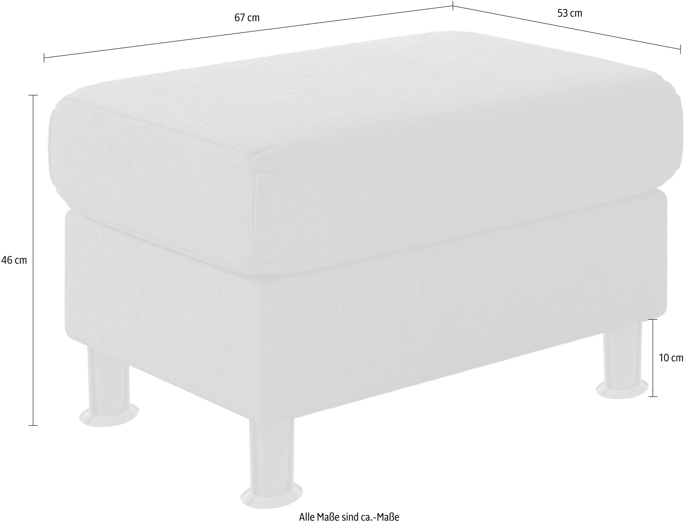 TRENDMANUFAKTUR Hocker »Rondo, Polsterhocker zur Serie, Breite 67 cm, Füße schwarz«, Fußhocker wahlweise mit Federkern, in verschiedenen Bezügen bestellbar