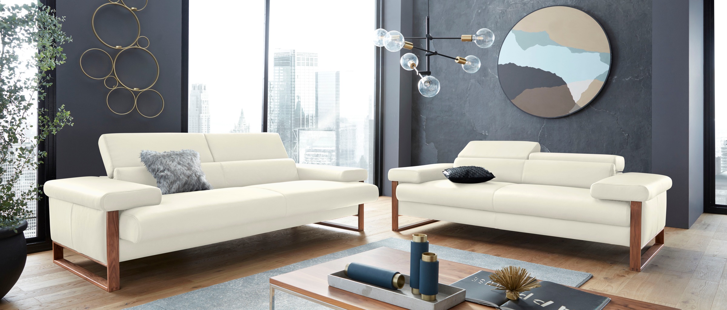 W.SCHILLIG 2-Sitzer »finn«, German Design Award 2016, Fußgestell Nussbaum natur, Breite 210 cm