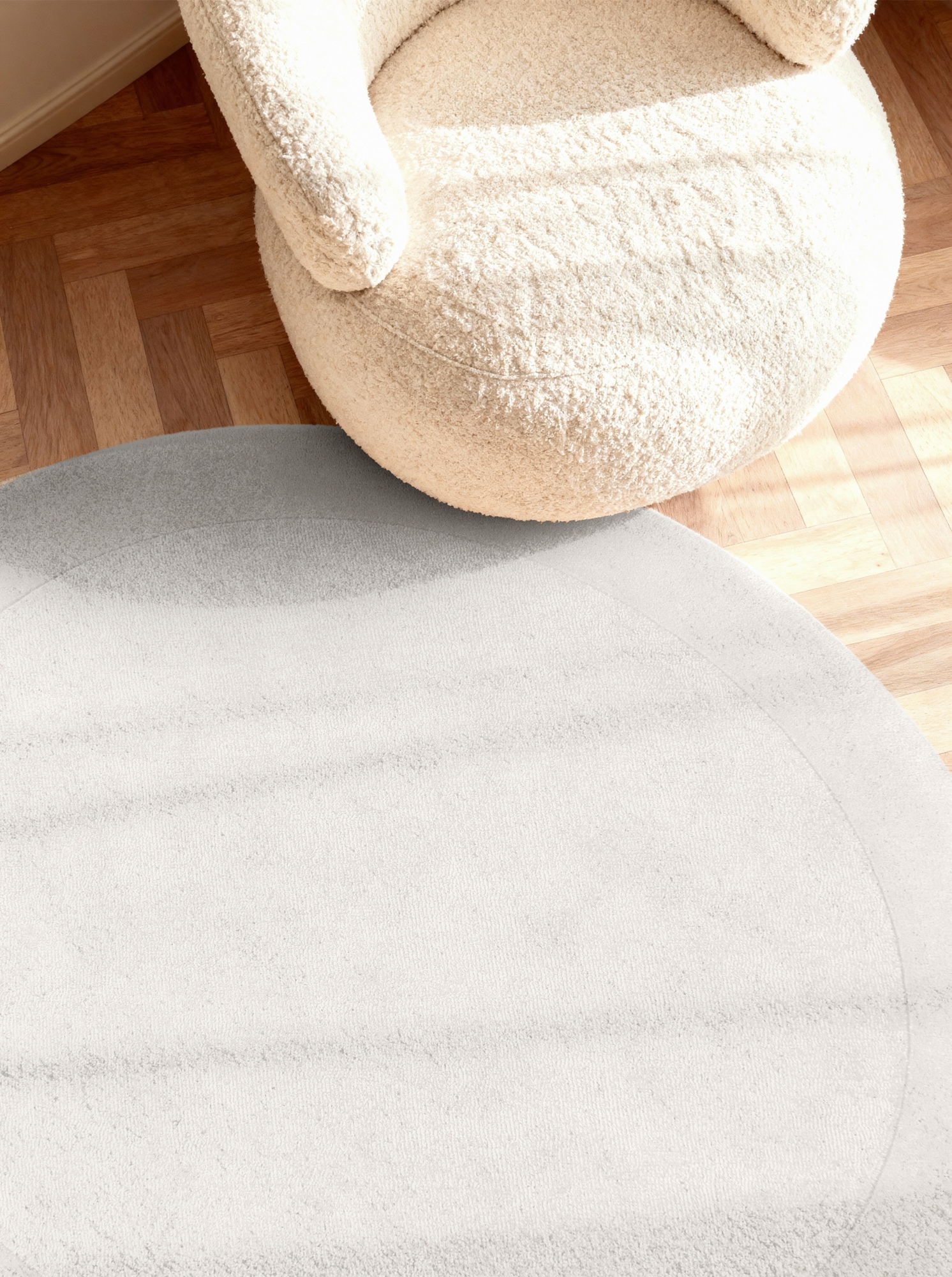 Villeroy & Boch Teppich »Wollteppich Kivi« rund 17 mm Höhe Handgewebt, Wolle, Bordüre, Einfarbig, Läufer, Wohnzimmer, Organisch