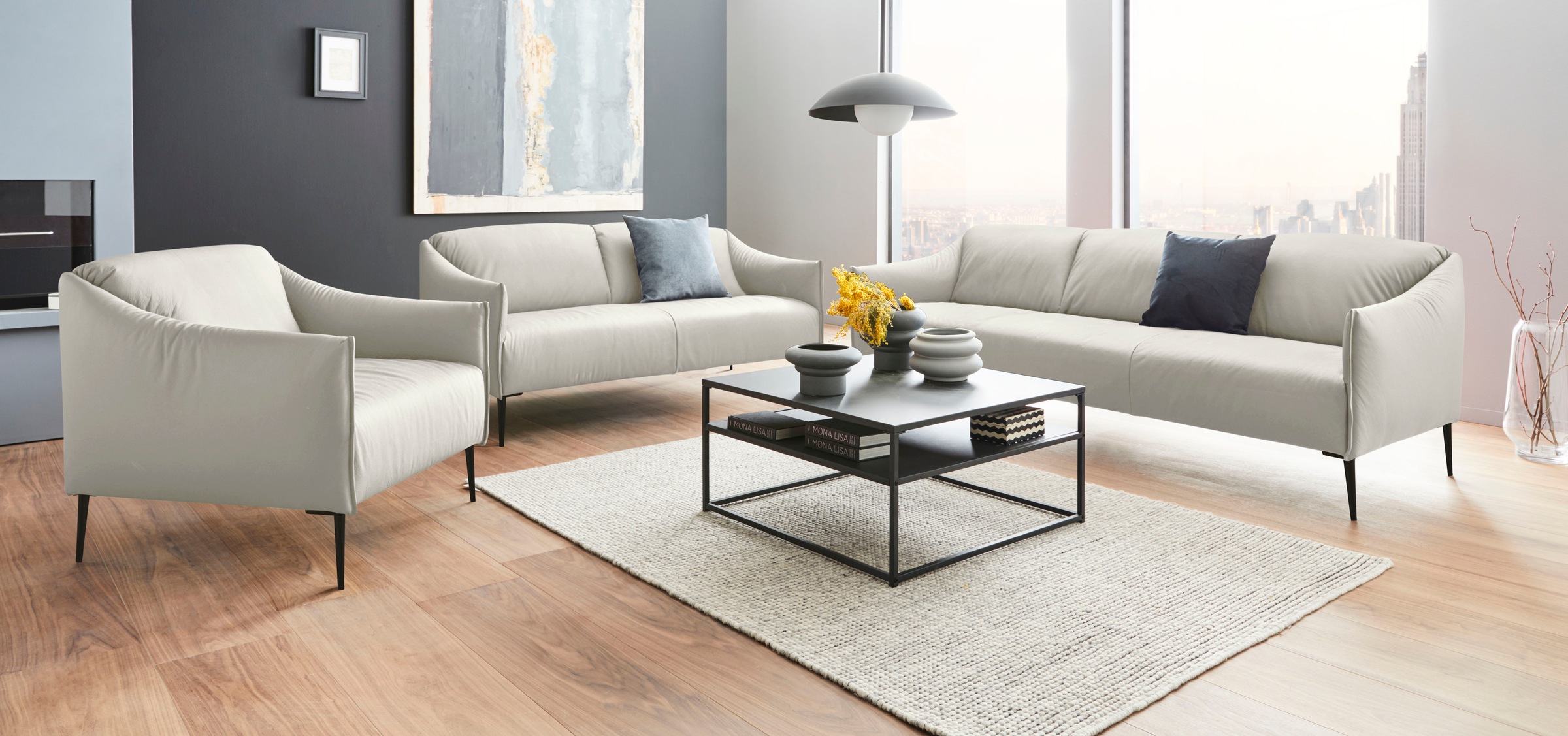 W.SCHILLIG 2,5-Sitzer »sally« mit Metallfüßen in Schwarz pulverbeschichtet, Breite 174 cm