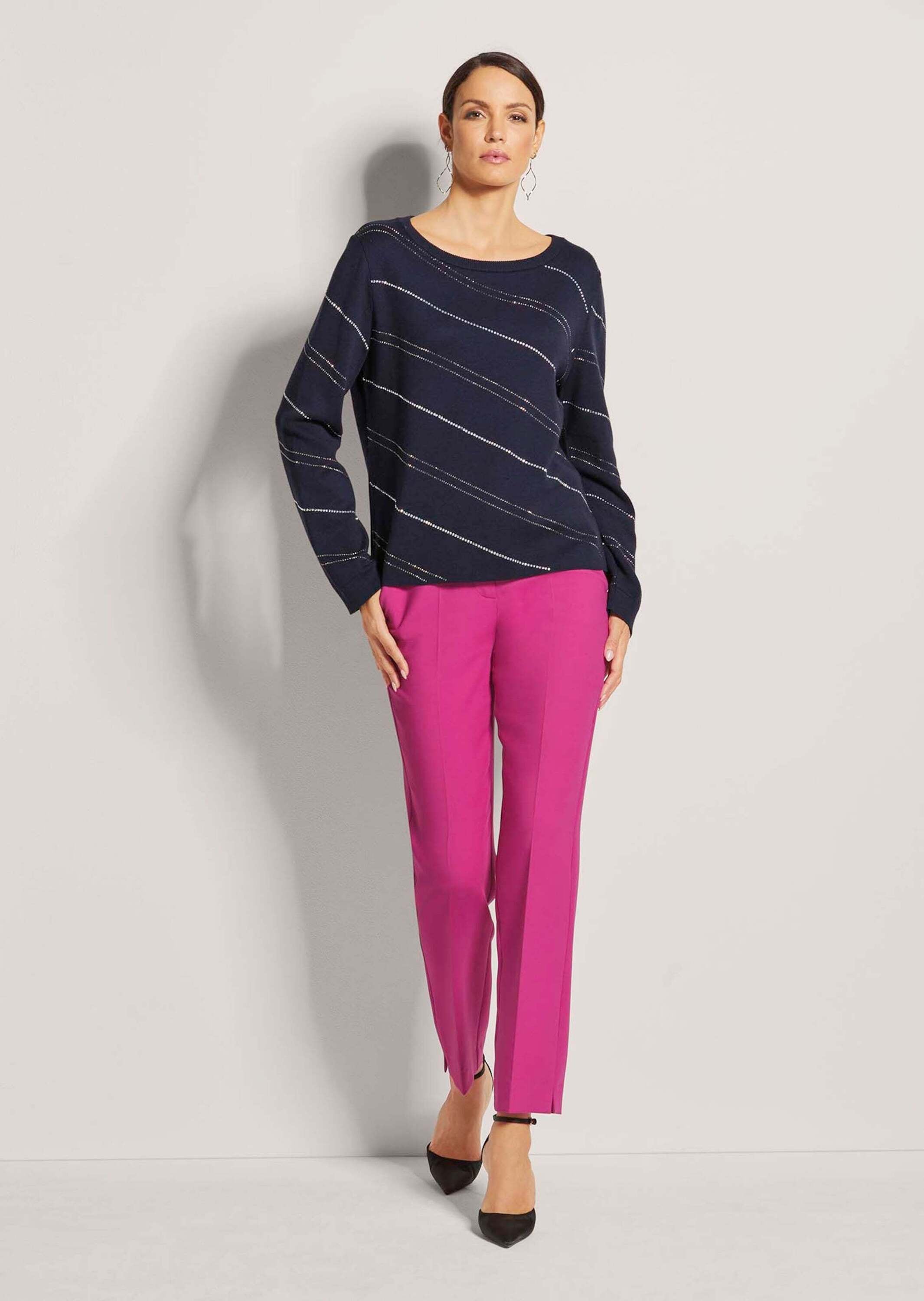 MADELEINE Longpullover »Pullover Langarm Glitzerpullover, Feinstrick«