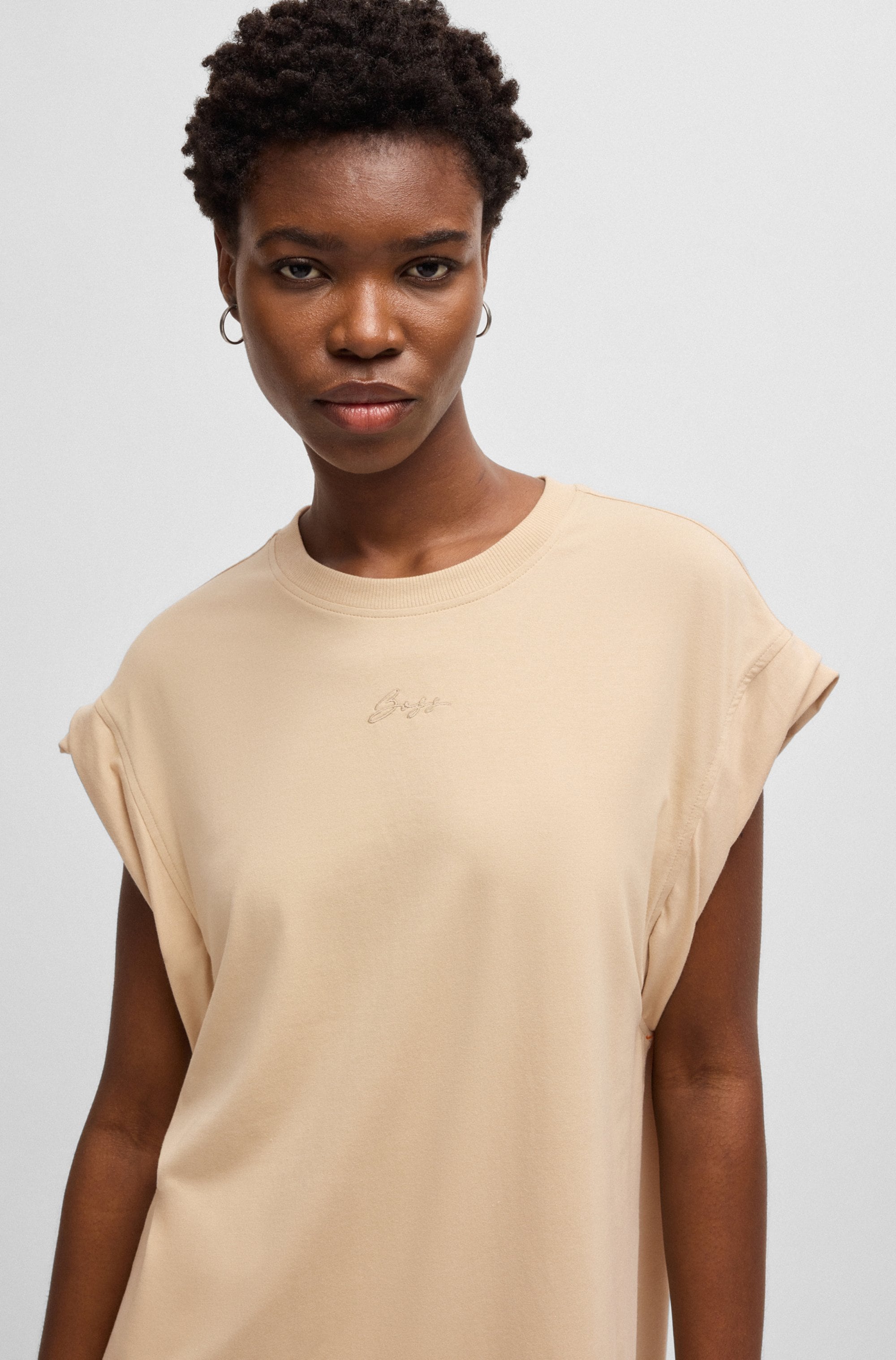 BOSS ORANGE Jerseykleid »Edress Premium Damenmode«, mit Schlitzen, Logoschriftzug