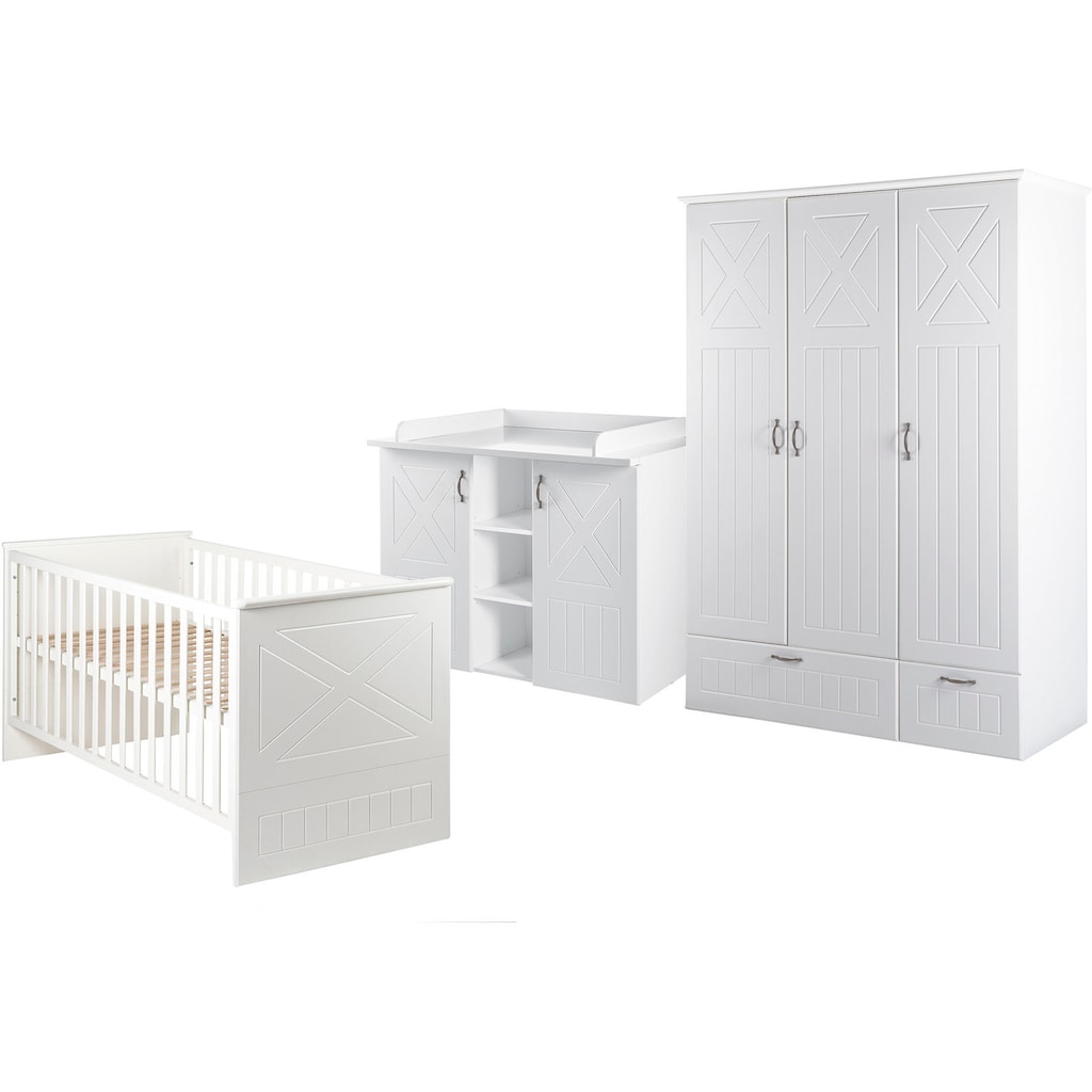 roba® Babyzimmer-Komplettset, (Set, 3 St., Kinderbett, Schrank, Wickelkommode), mit Kinderbett, Schrank und Wickelkommode