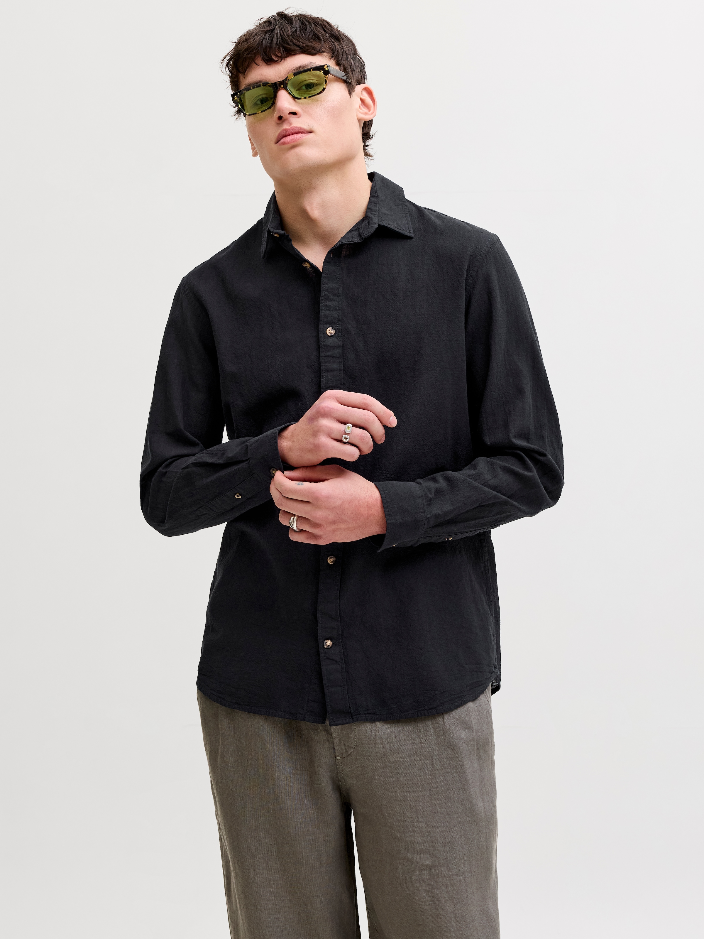 Jack & Jones Langarmhemd »JJESUMMER LINEN BLEND SHIRT L/S SN« Baumwollmischung, regular fit