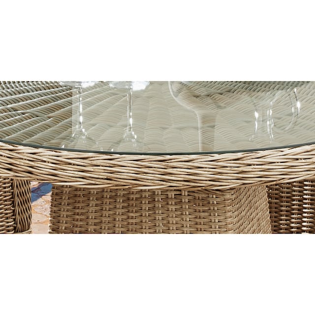 Destiny Gartentisch »LUNA Tisch«, Polyrattan, Ø 100x75 cm, mit aufgelegter  Glasplatte, natur meliert online kaufen | mit 3 Jahren XXL Garantie