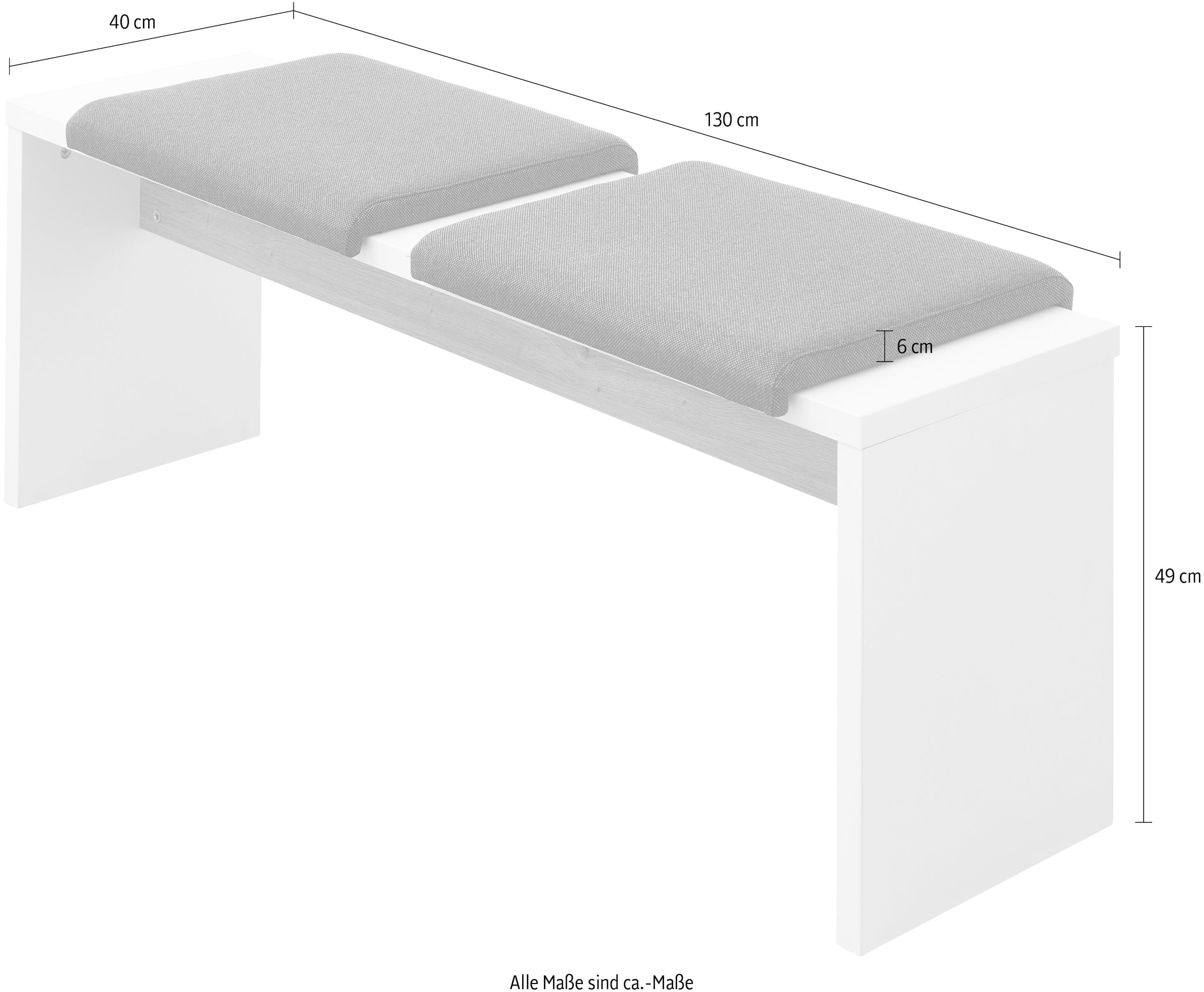 Innostyle Essbank »Memphis Sitzbank, 130x49x40cm (B/H/T)«, (1 St.), 2 Klemmkissen