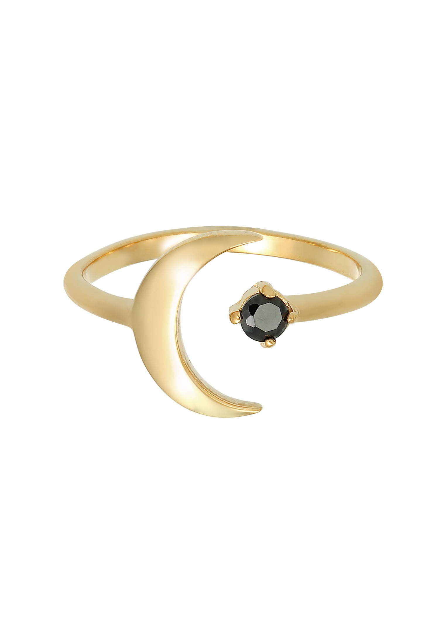 Elli Fingerring »Ring Halbmond Astro Offen Zirkonia Schwarz 925 Silber«