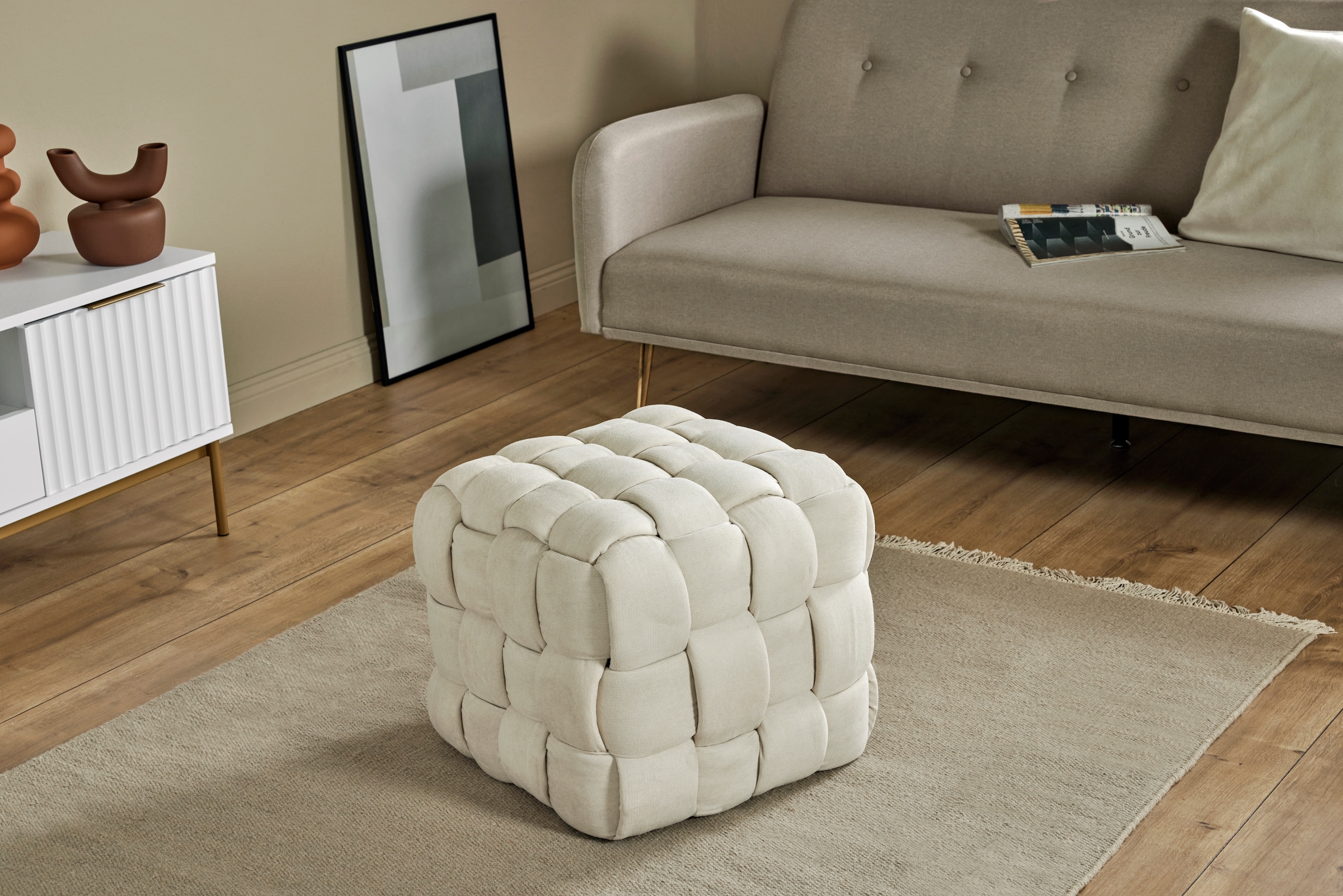 Jahnke Hocker »WEB ART S« Hocker, Couchtisch, Beistelltisch gepolstert in edler Flechtoptik