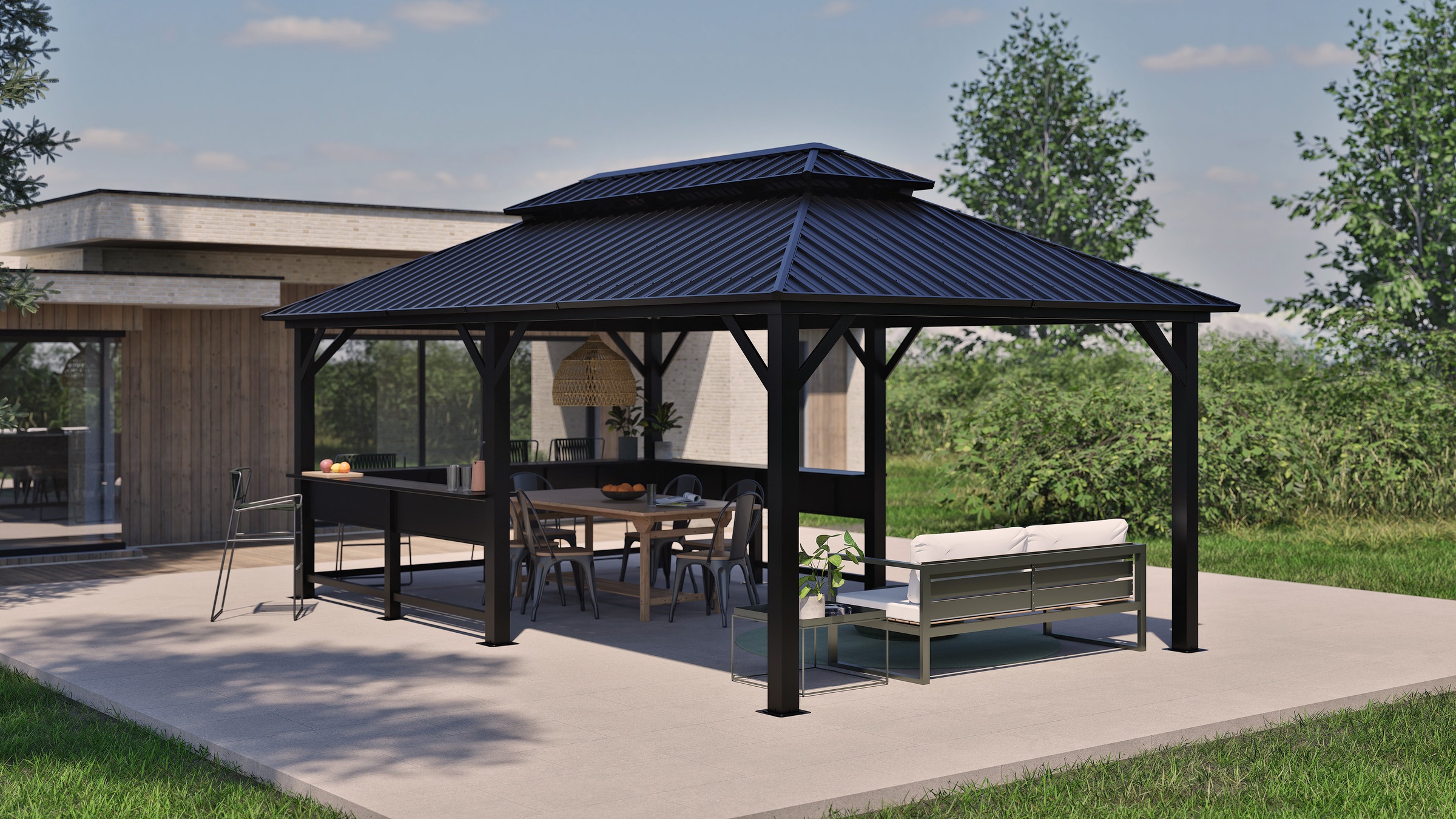 Sojag Pavillon »Bondi 1220 Schwarz« 598,7x363,8x307cm
