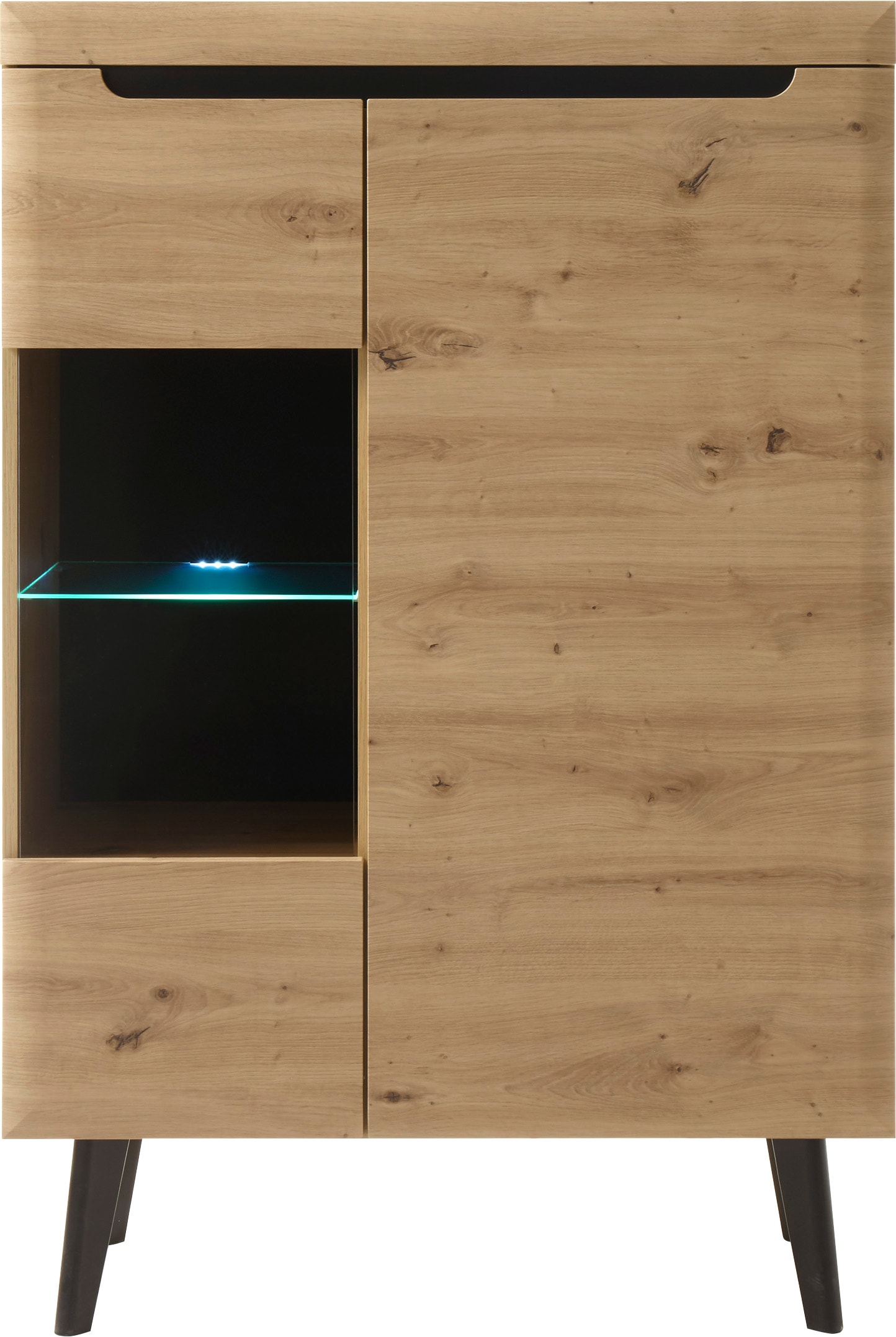 INOSIGN Vitrine »Torge, Hochschrank, Glasvitrine, Standvitrine, Vitrinenschrank«, (1 St.), in drei verschiedenen Farben verfügbar, Glastür & -boden, 90 cm breit