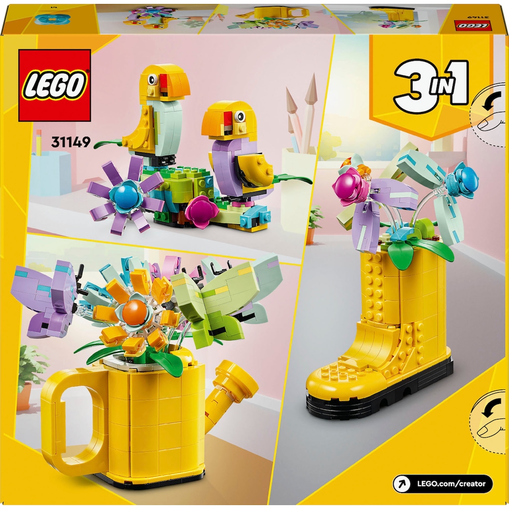 LEGO® Konstruktionsspielsteine »Gießkanne mit Blumen (31149), LEGO Creator 3in1«, (420 St.)