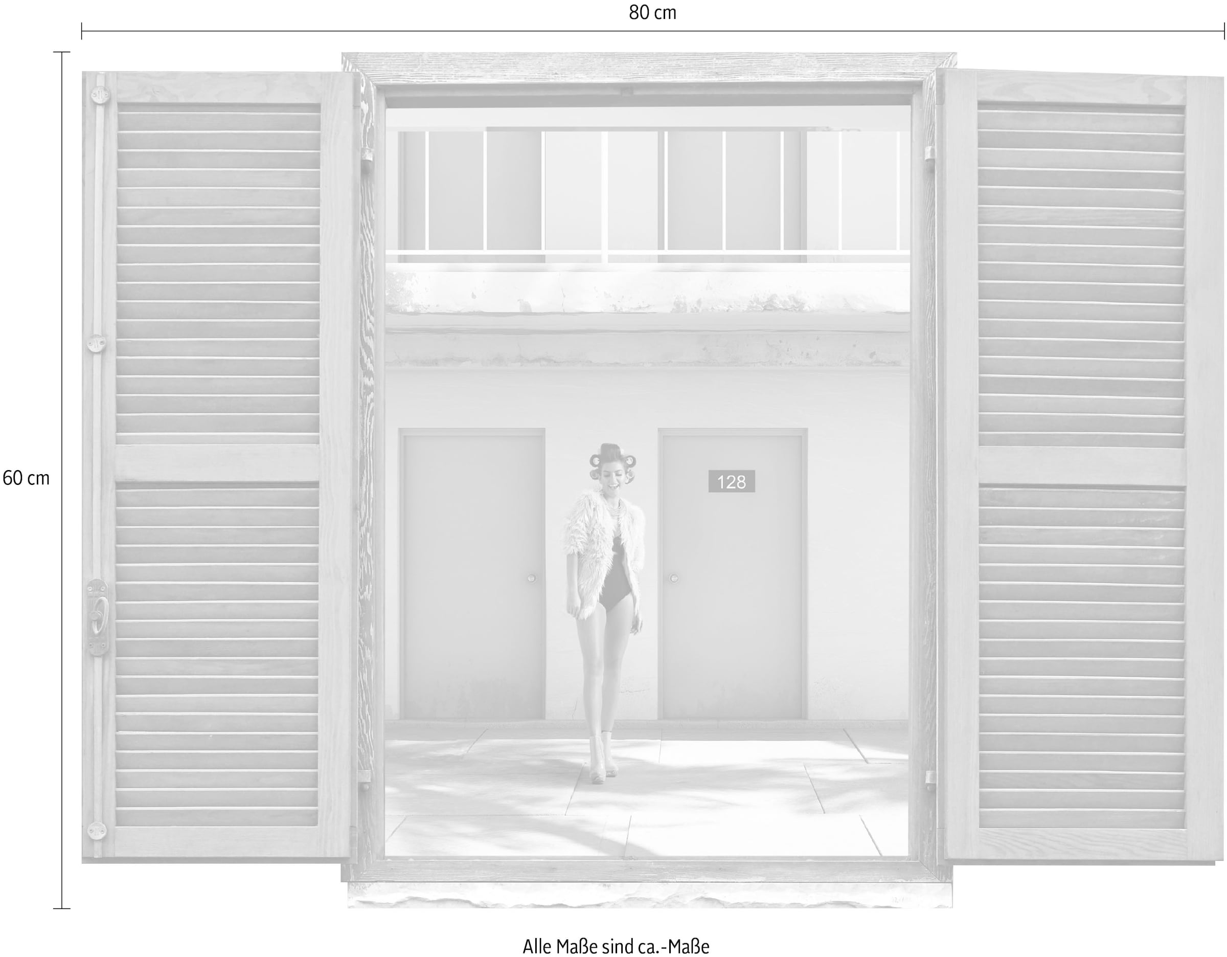 queence Wandtattoo »Frau vor Hauswand«, (1 St.), Wandsticker, Wandbild, selbstklebend, 3D, Fenster