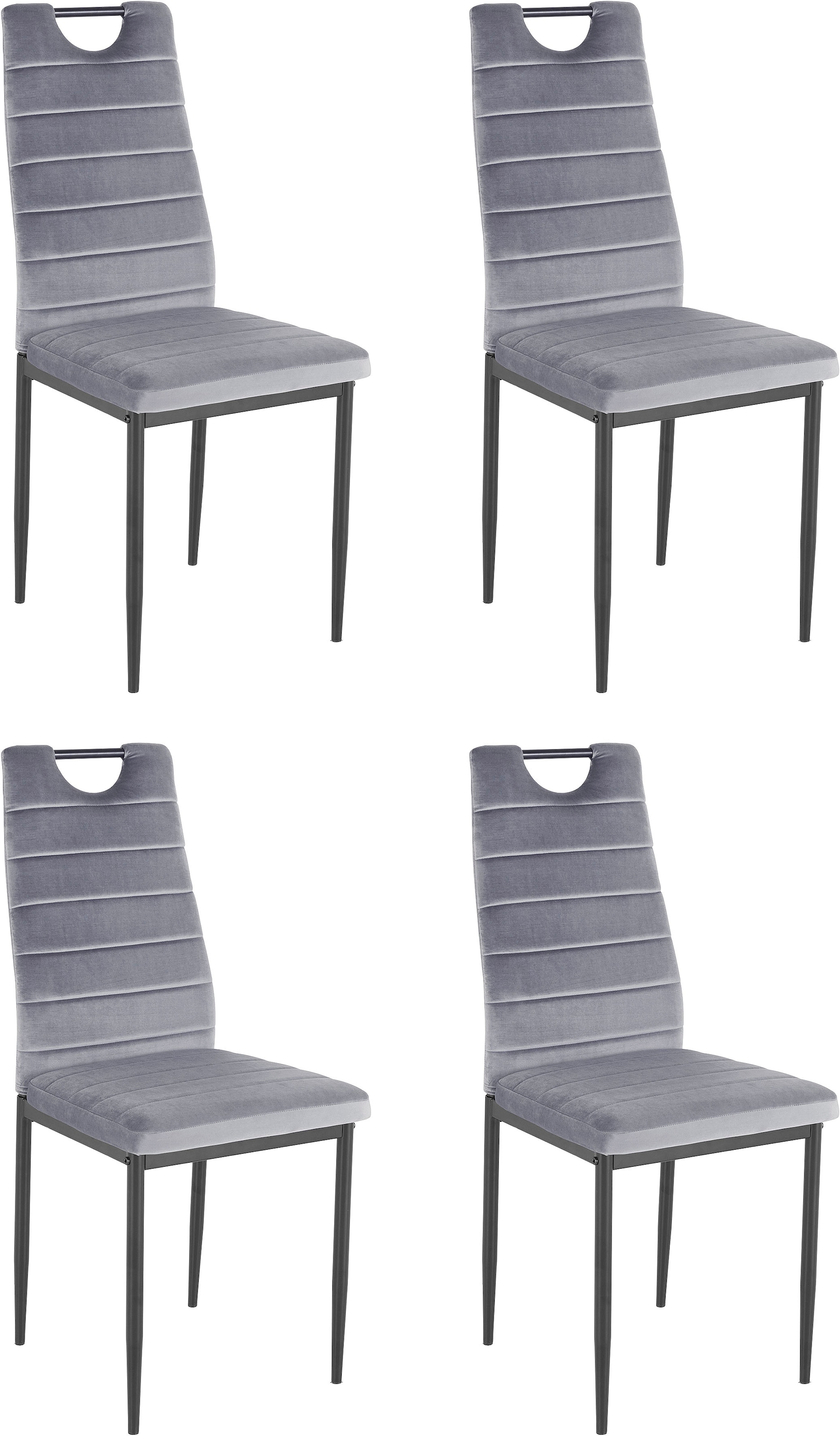 INOSIGN Esszimmerstuhl, (Set), 4 St., Samtstoff, (2 oder 4 Stück) mit Samtbezug, Rückenlehne mit Griff zum Zurückziehen